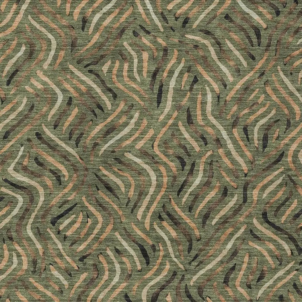 9' X 12' Olive Green And Copper Abstract Washable Indoor Outdoor Area Rug Homeroots Outdoor