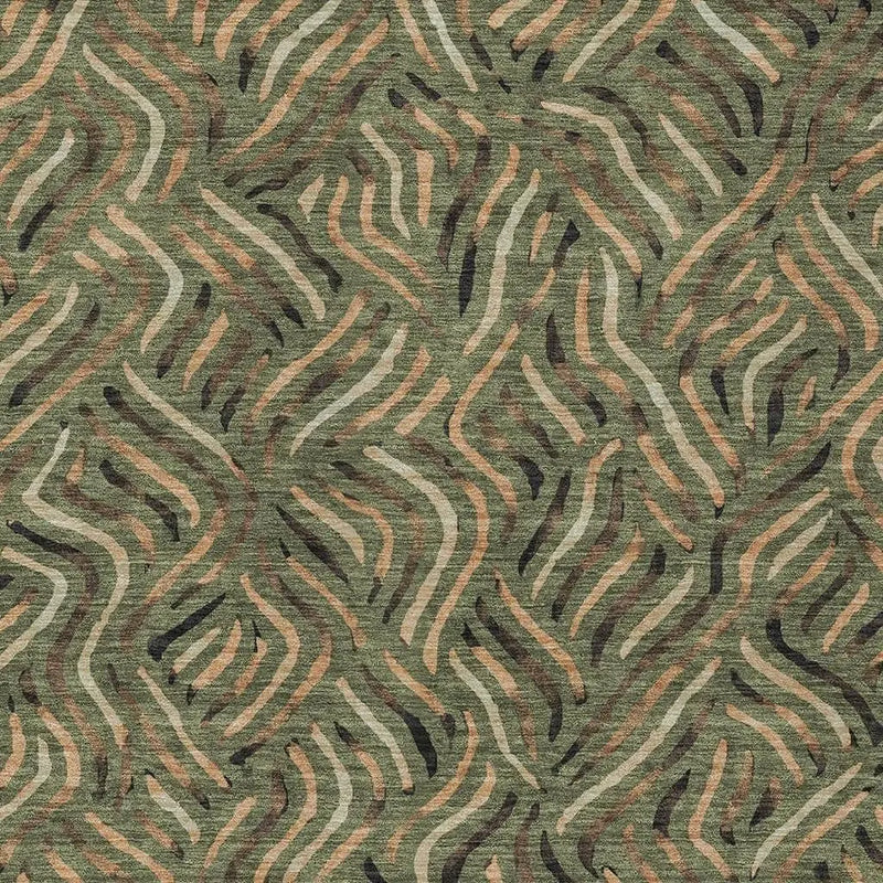 9' X 12' Olive Green And Copper Abstract Washable Indoor Outdoor Area Rug Homeroots Outdoor