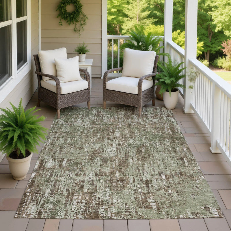 9' X 12' Olive Green And Graphite Abstract Washable Indoor Outdoor Area Rug Homeroots Outdoor
