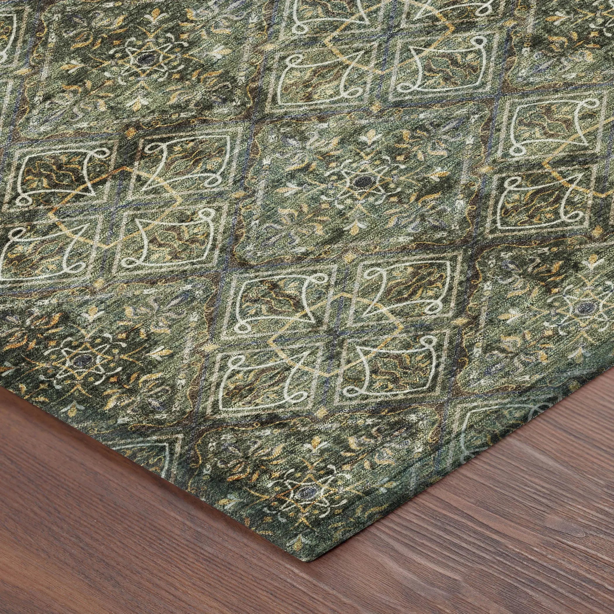 9' X 12' Olive Green And Graphite Geometric Washable Indoor Outdoor Area Rug Homeroots Outdoor