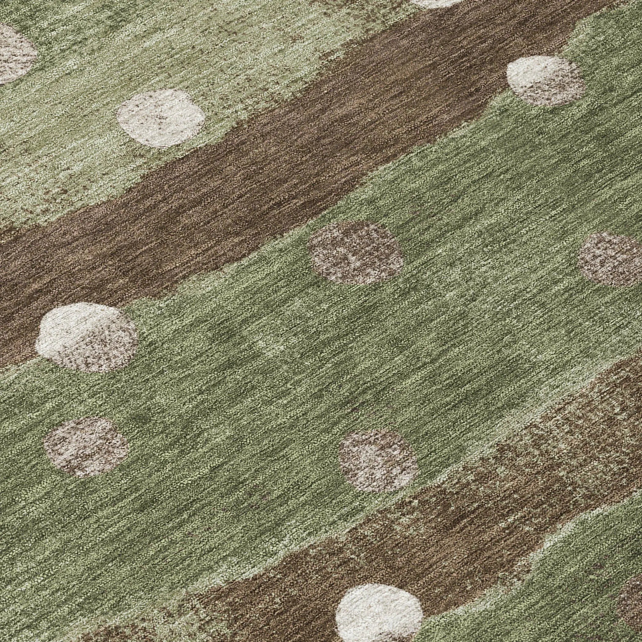 9' X 12' Olive Green And Gray Striped Washable Indoor Outdoor Area Rug Homeroots Outdoor