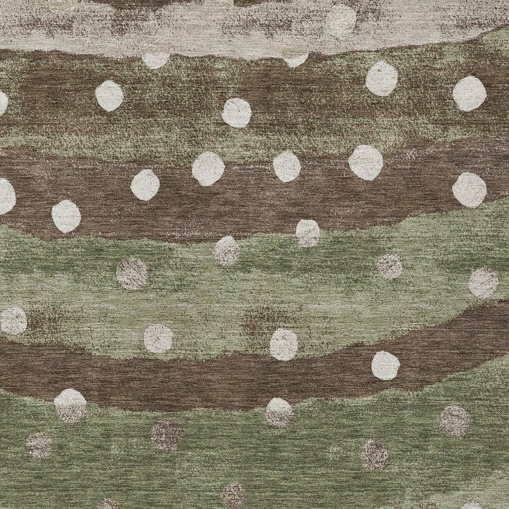 9' X 12' Olive Green And Gray Striped Washable Indoor Outdoor Area Rug Homeroots Outdoor
