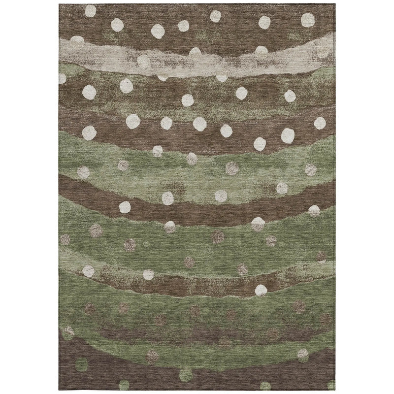 9' X 12' Olive Green And Gray Striped Washable Indoor Outdoor Area Rug Homeroots Outdoor
