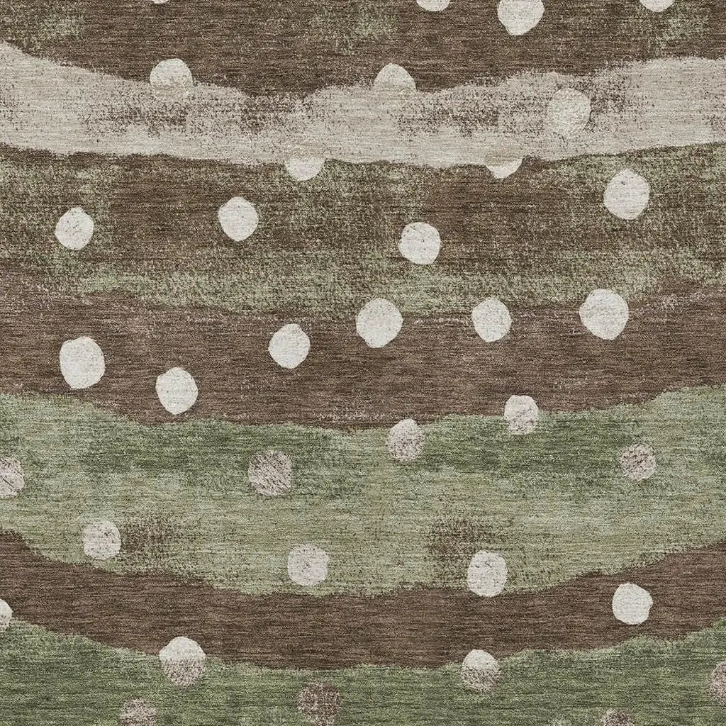 9' X 12' Olive Green And Gray Striped Washable Indoor Outdoor Area Rug Homeroots Outdoor