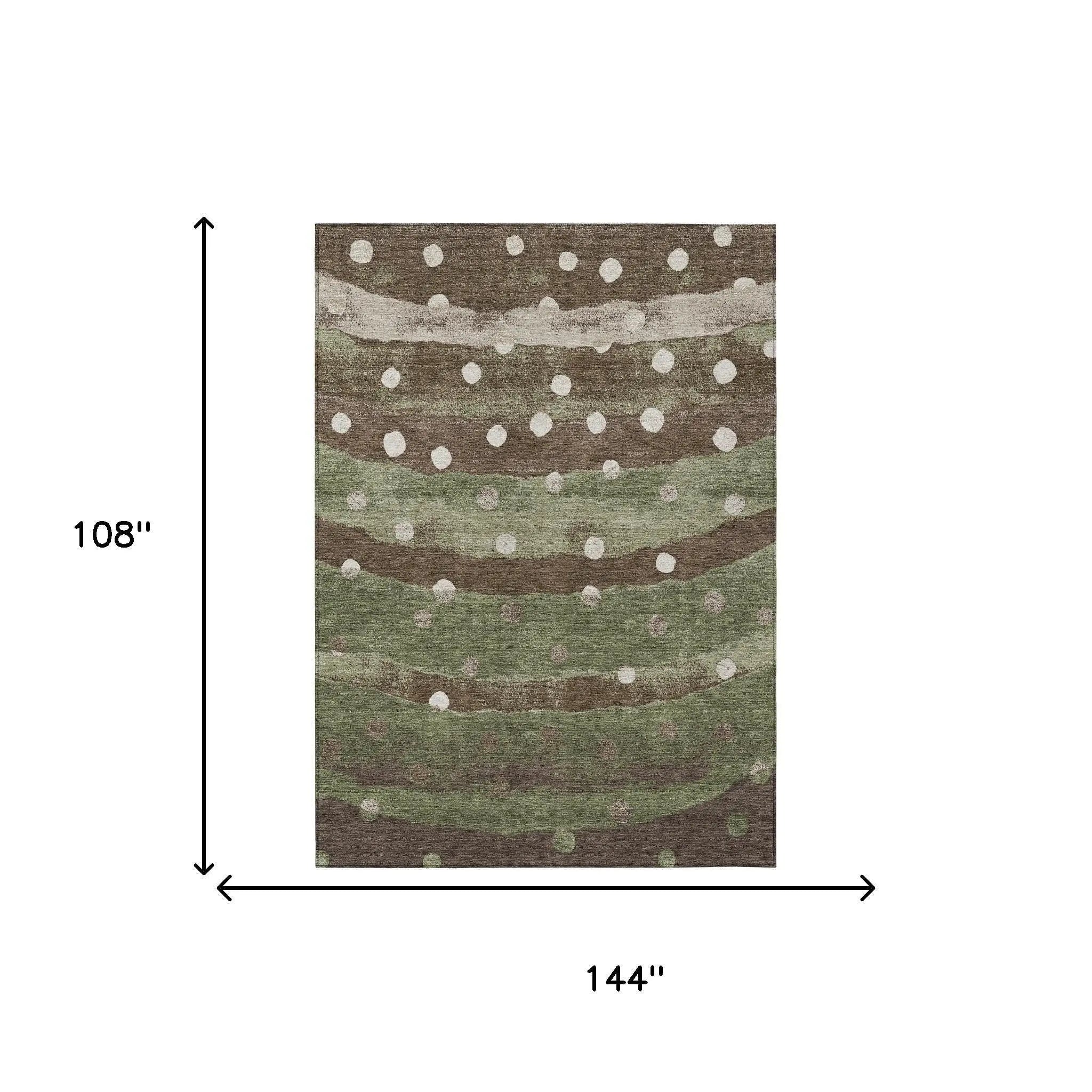 9' X 12' Olive Green And Gray Striped Washable Indoor Outdoor Area Rug Homeroots Outdoor