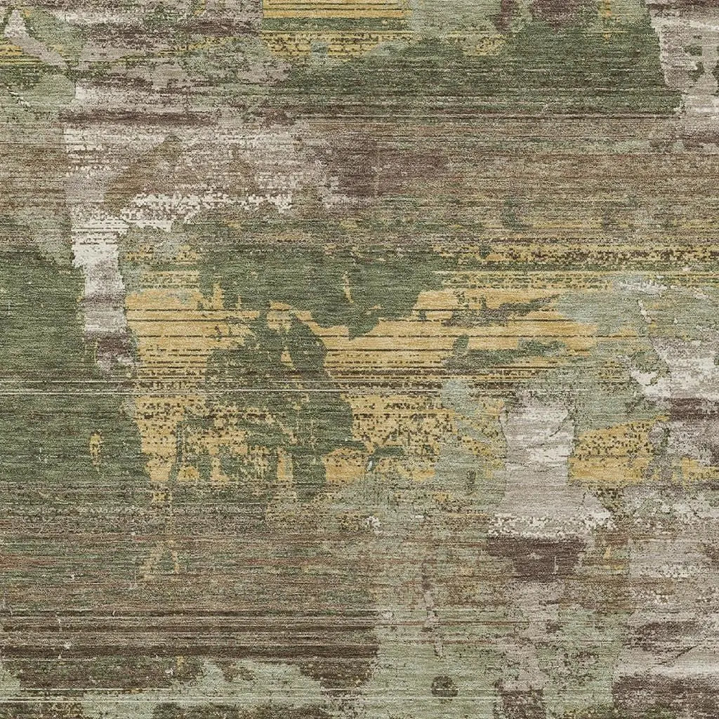 9' X 12' Olive Green And Green Abstract Washable Indoor Outdoor Area Rug Homeroots Outdoor