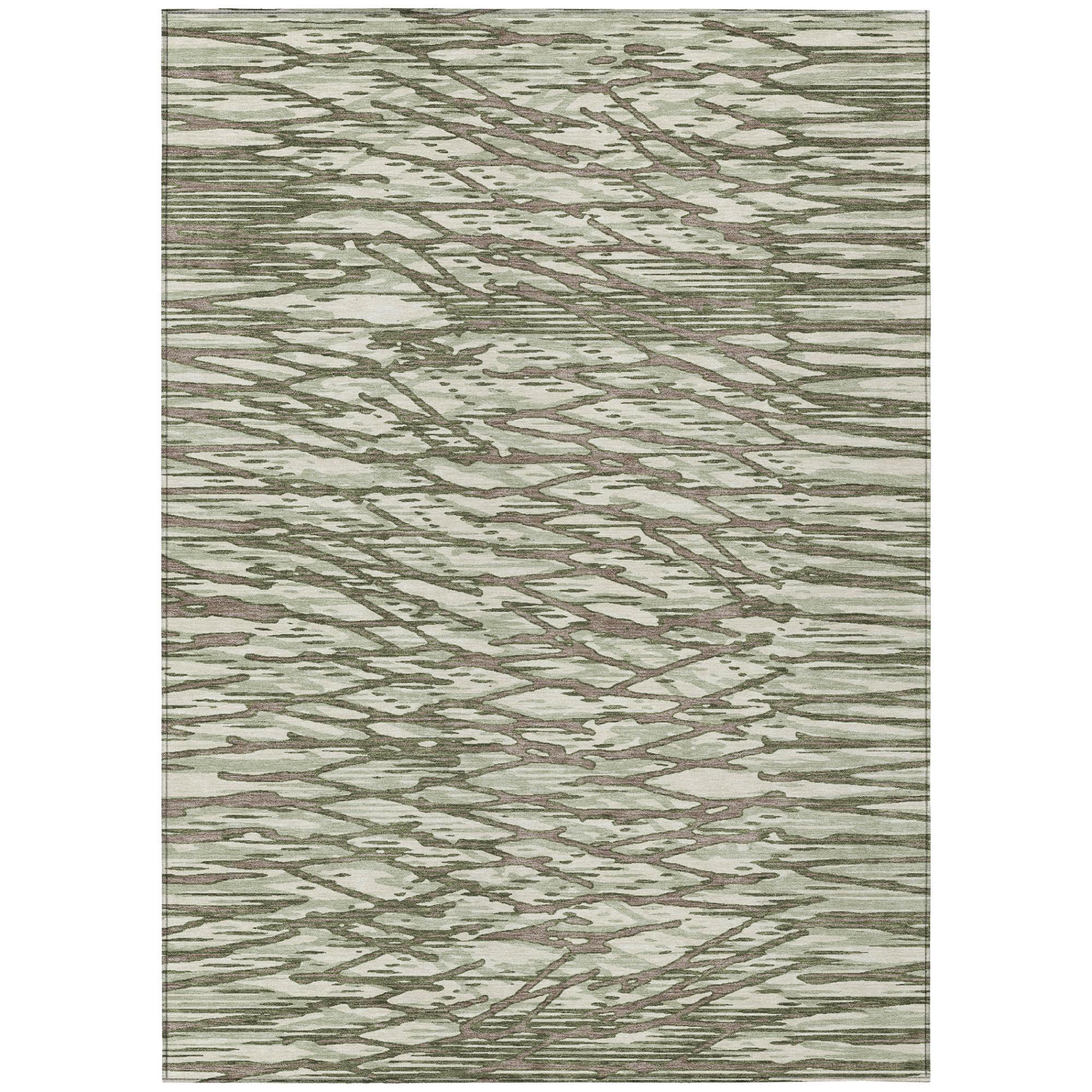 9' X 12' Olive Green And Green Abstract Washable Indoor Outdoor Area Rug Homeroots Outdoor