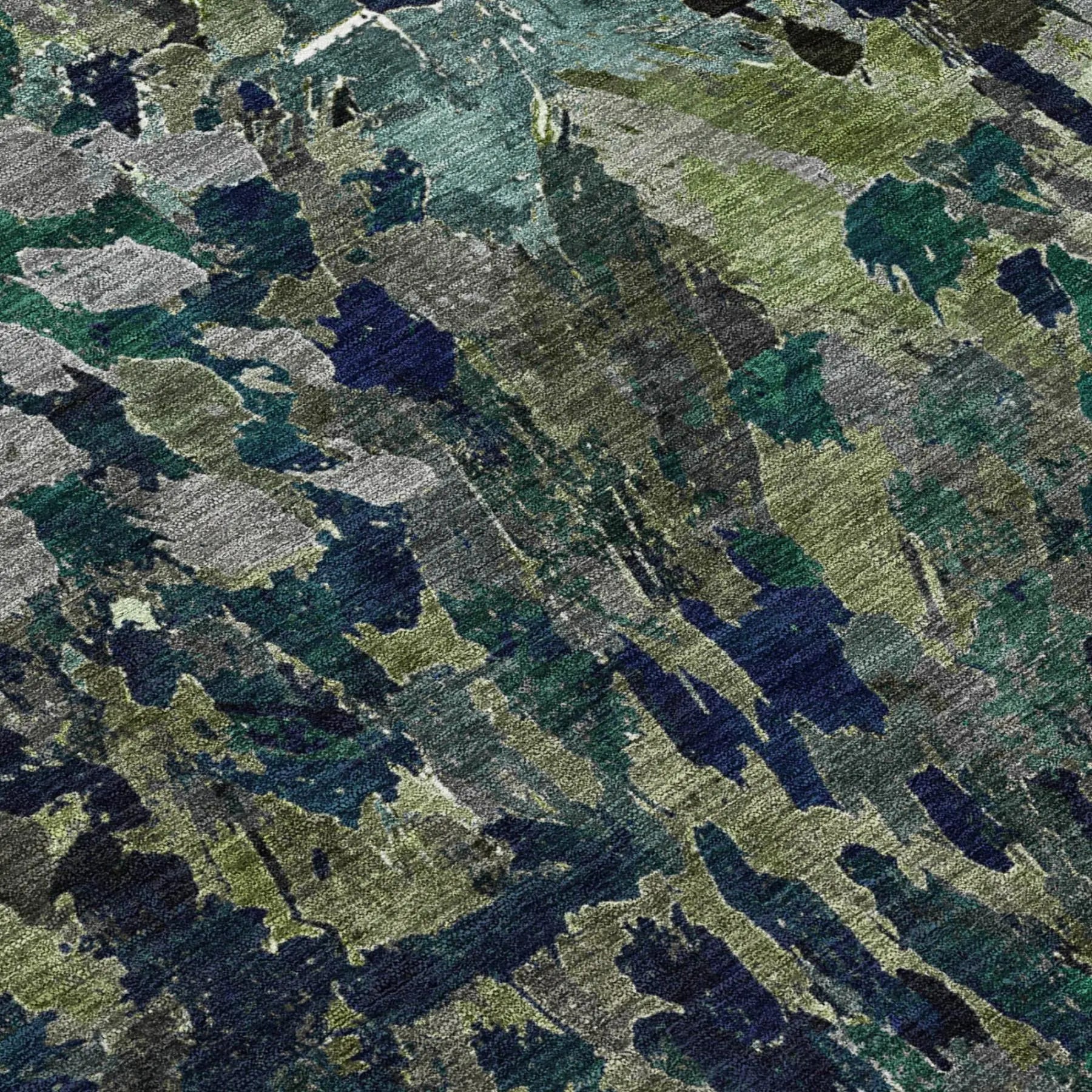 9' X 12' Olive Green And Green Abstract Washable Indoor Outdoor Area Rug Homeroots Outdoor