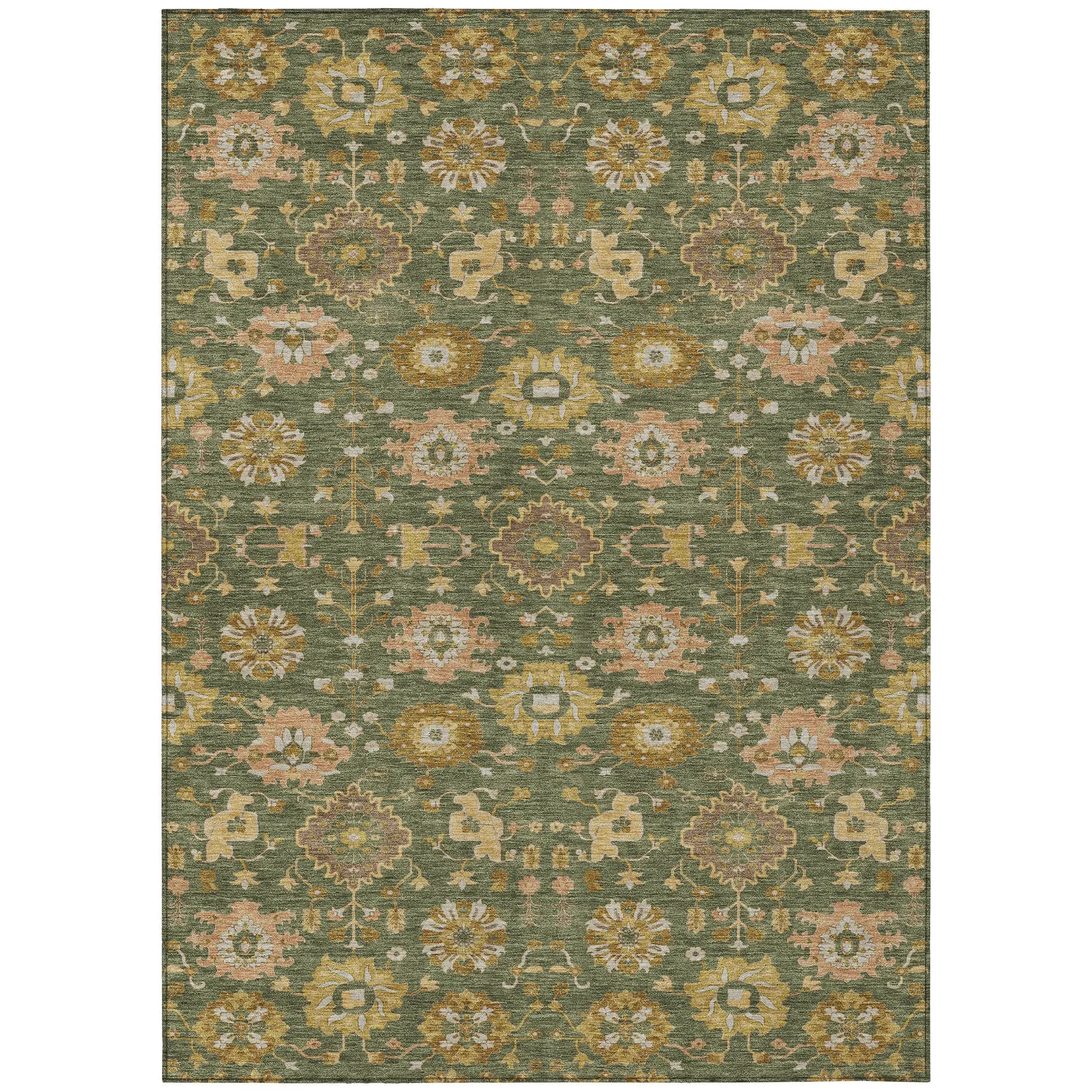 9' X 12' Olive Green And Green Geometric Washable Indoor Outdoor Area Rug Homeroots Outdoor