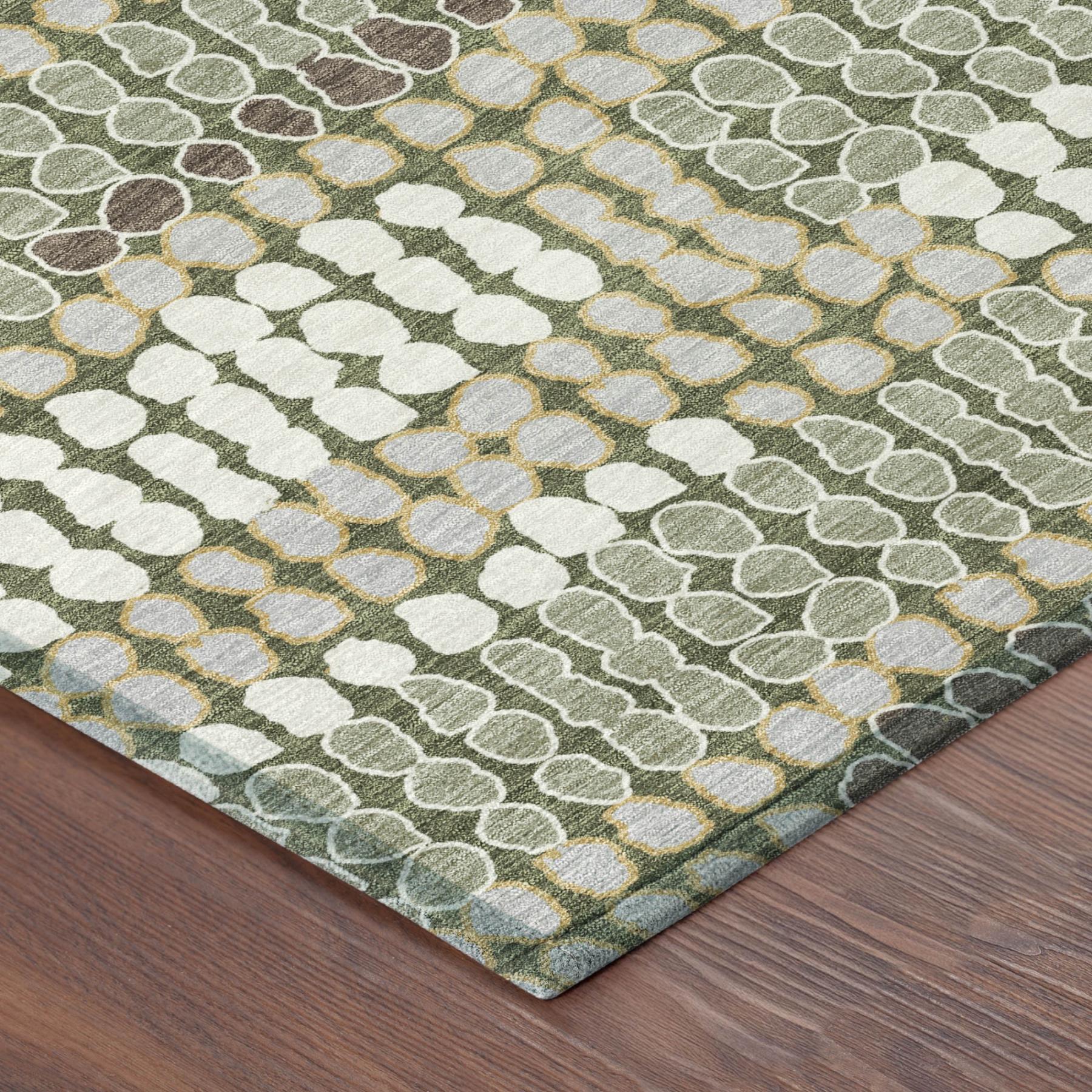 9' X 12' Olive Green And Green Geometric Washable Indoor Outdoor Area Rug Homeroots Outdoor