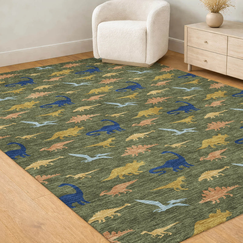 9' X 12' Olive Green And Green Geometric Washable Indoor Outdoor Area Rug Homeroots Outdoor
