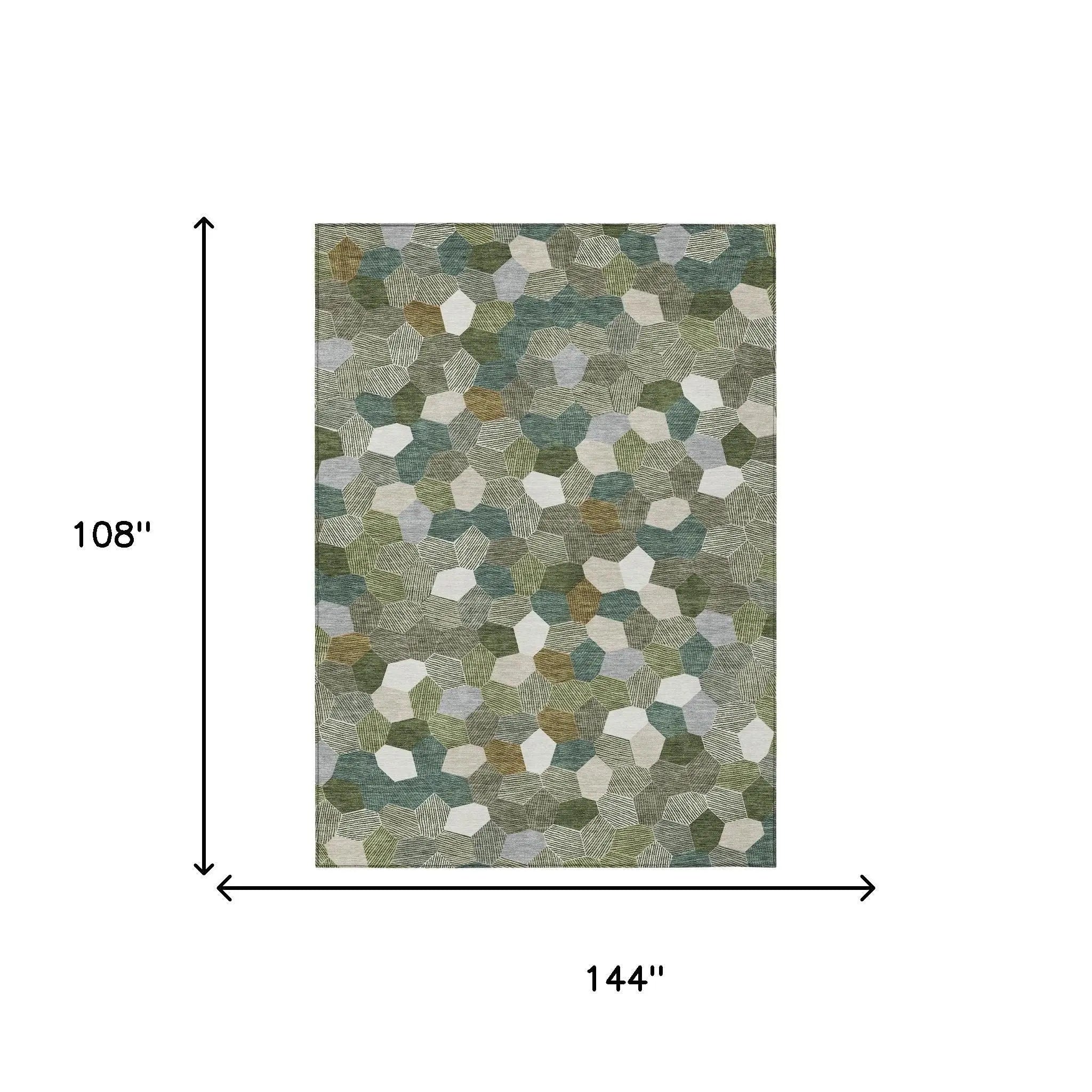 9' X 12' Olive Green And Green Geometric Washable Indoor Outdoor Area Rug Homeroots Outdoor