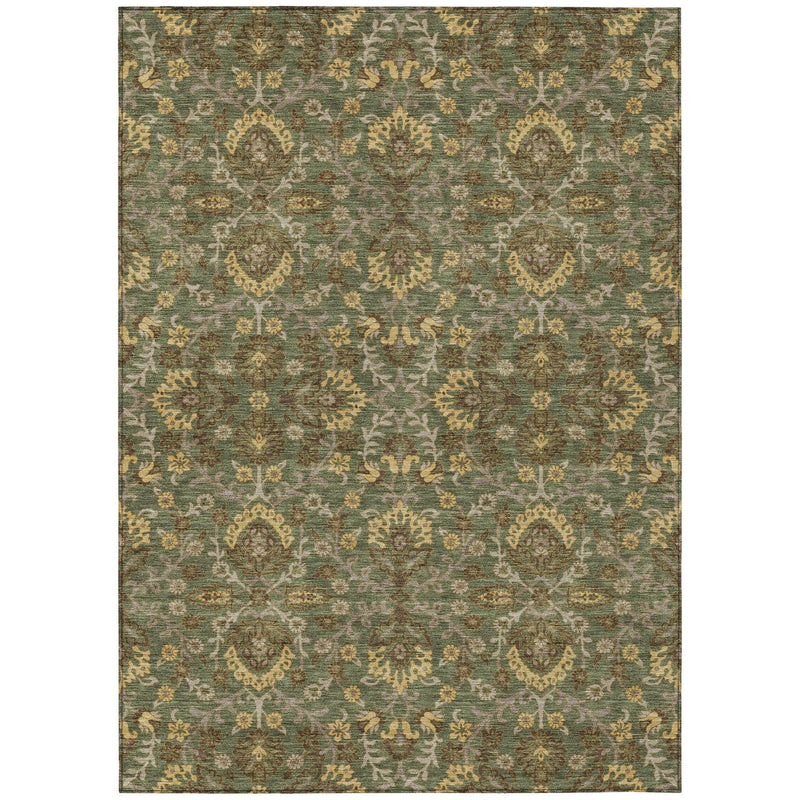 9' X 12' Olive Green And Green Geometric Washable Indoor Outdoor Area Rug Homeroots Outdoor
