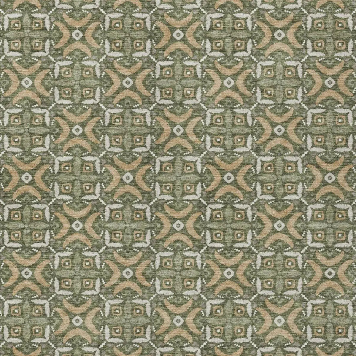 9' X 12' Olive Green And Green Geometric Washable Indoor Outdoor Area Rug Homeroots Outdoor