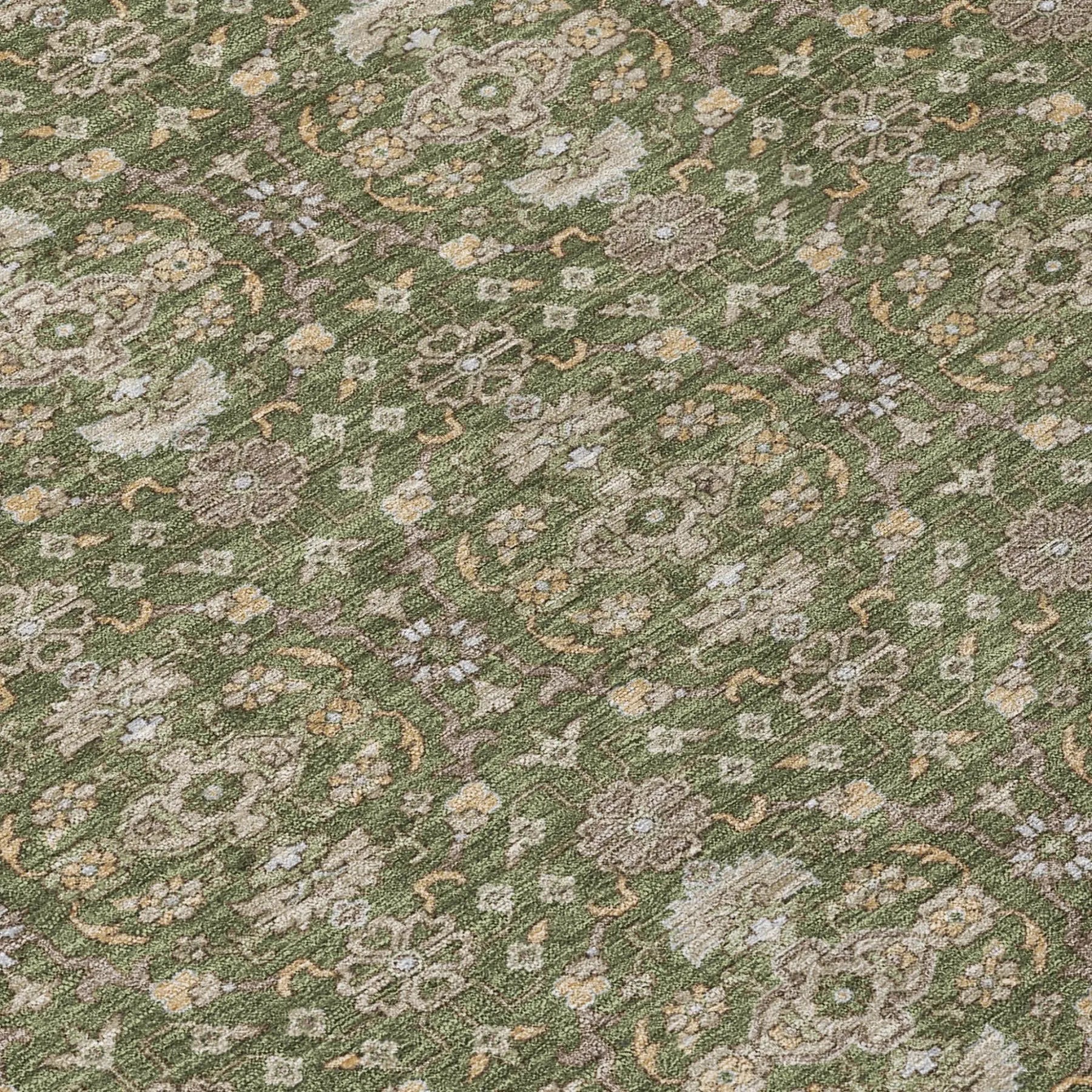9' X 12' Olive Green And Green Oriental Washable Indoor Outdoor Area Rug Homeroots Outdoor