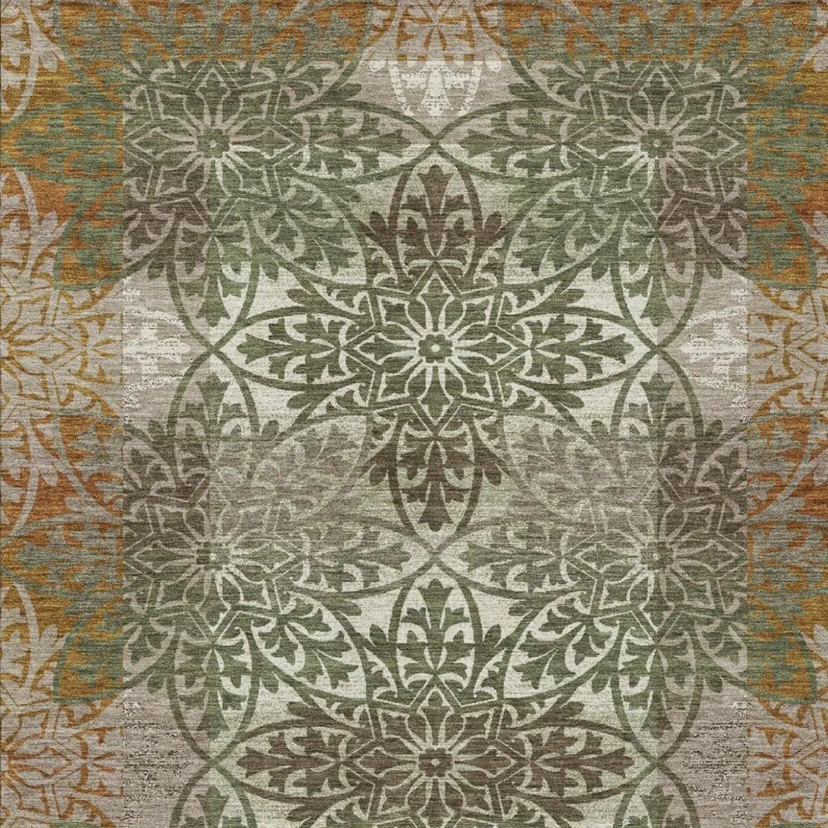 9' X 12' Olive Green And Green Oriental Washable Indoor Outdoor Area Rug Homeroots Outdoor