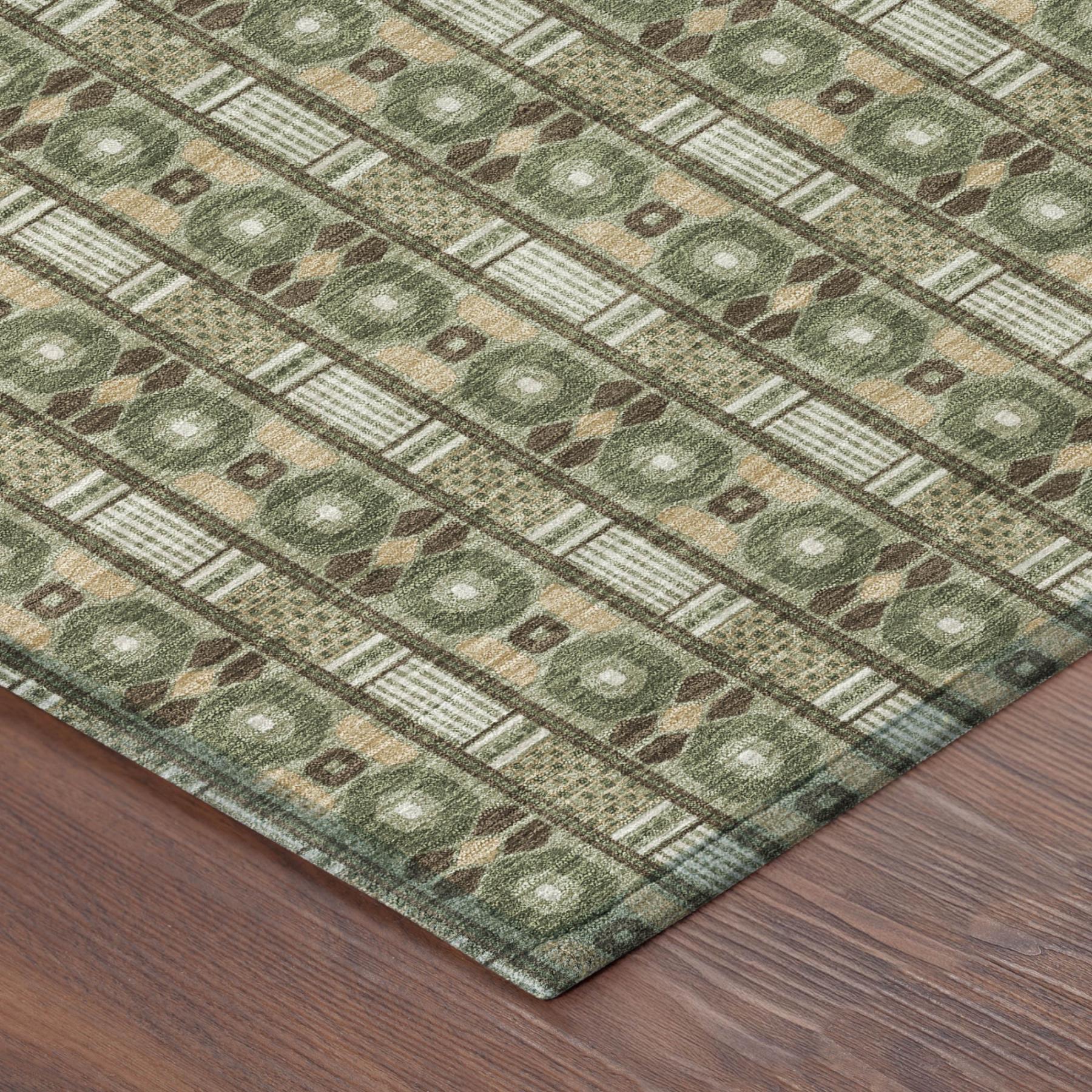 9' X 12' Olive Green And Green Striped Washable Indoor Outdoor Area Rug Homeroots Outdoor