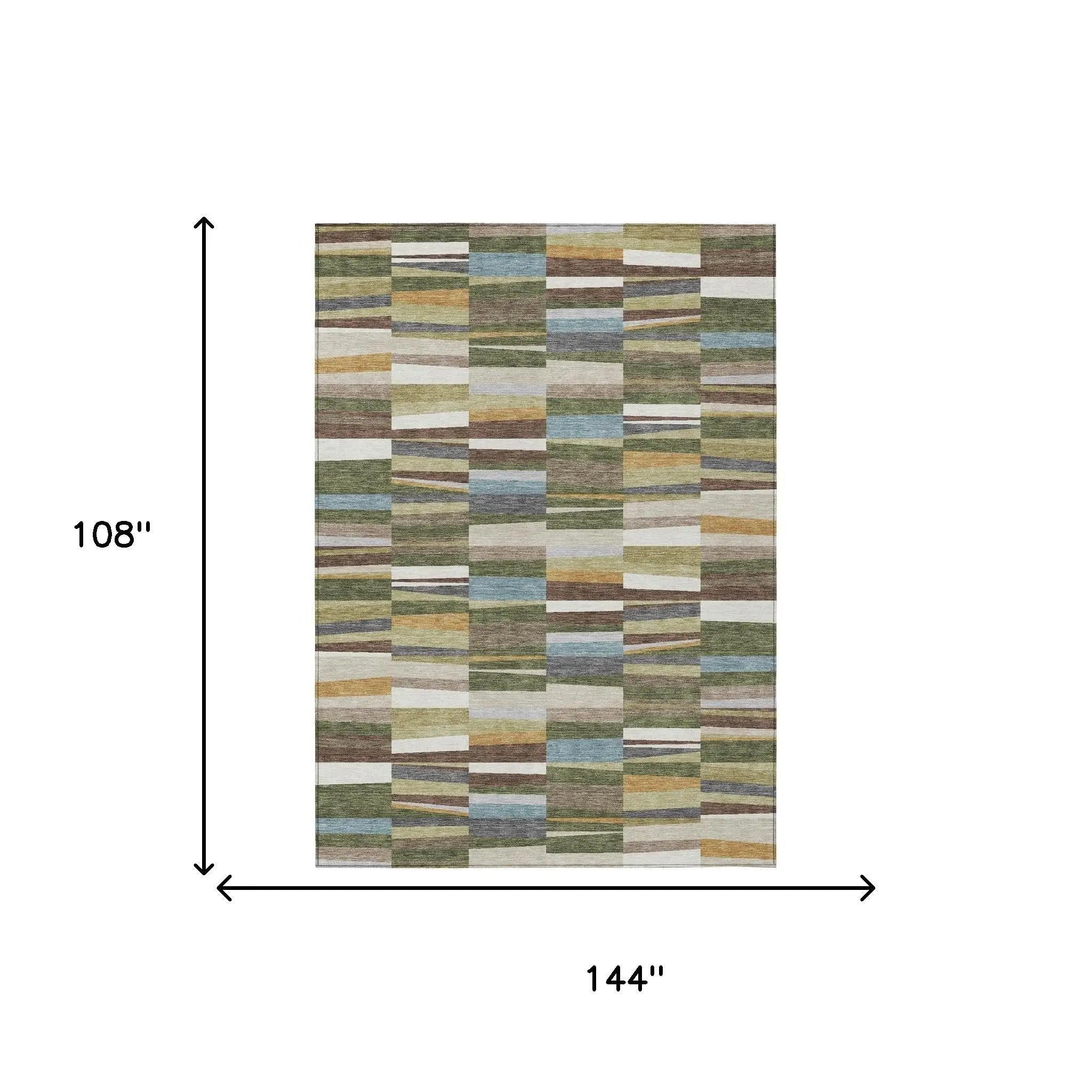9' X 12' Olive Green And Green Striped Washable Indoor Outdoor Area Rug Homeroots Outdoor