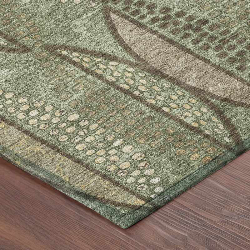 9' X 12' Olive Green And Linen Geometric Washable Indoor Outdoor Area Rug Homeroots Outdoor