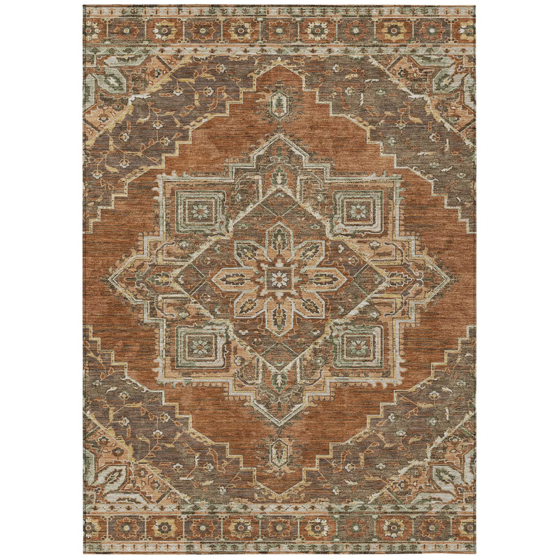 9' X 12' Orange And Aqua Oriental Washable Indoor Outdoor Area Rug Homeroots Outdoor