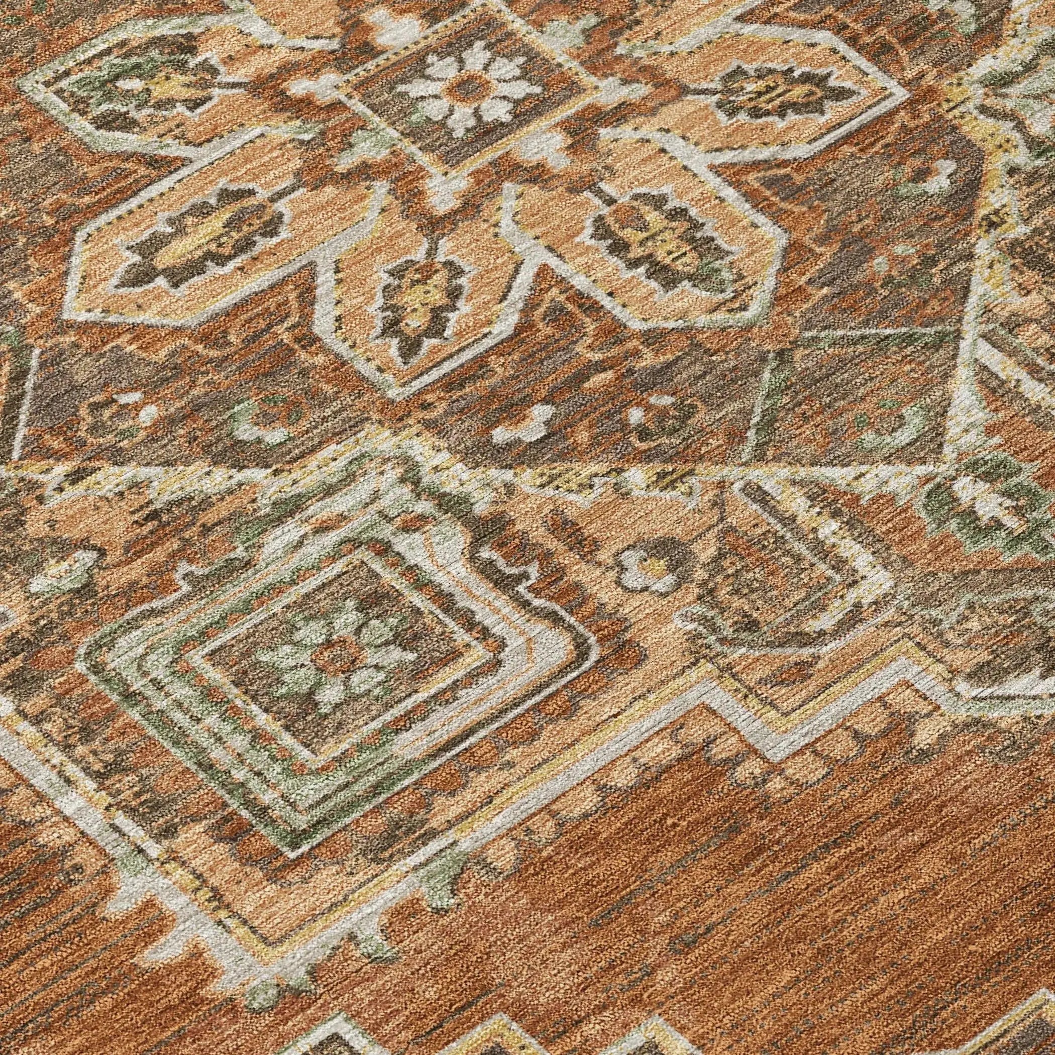 9' X 12' Orange And Aqua Oriental Washable Indoor Outdoor Area Rug Homeroots Outdoor