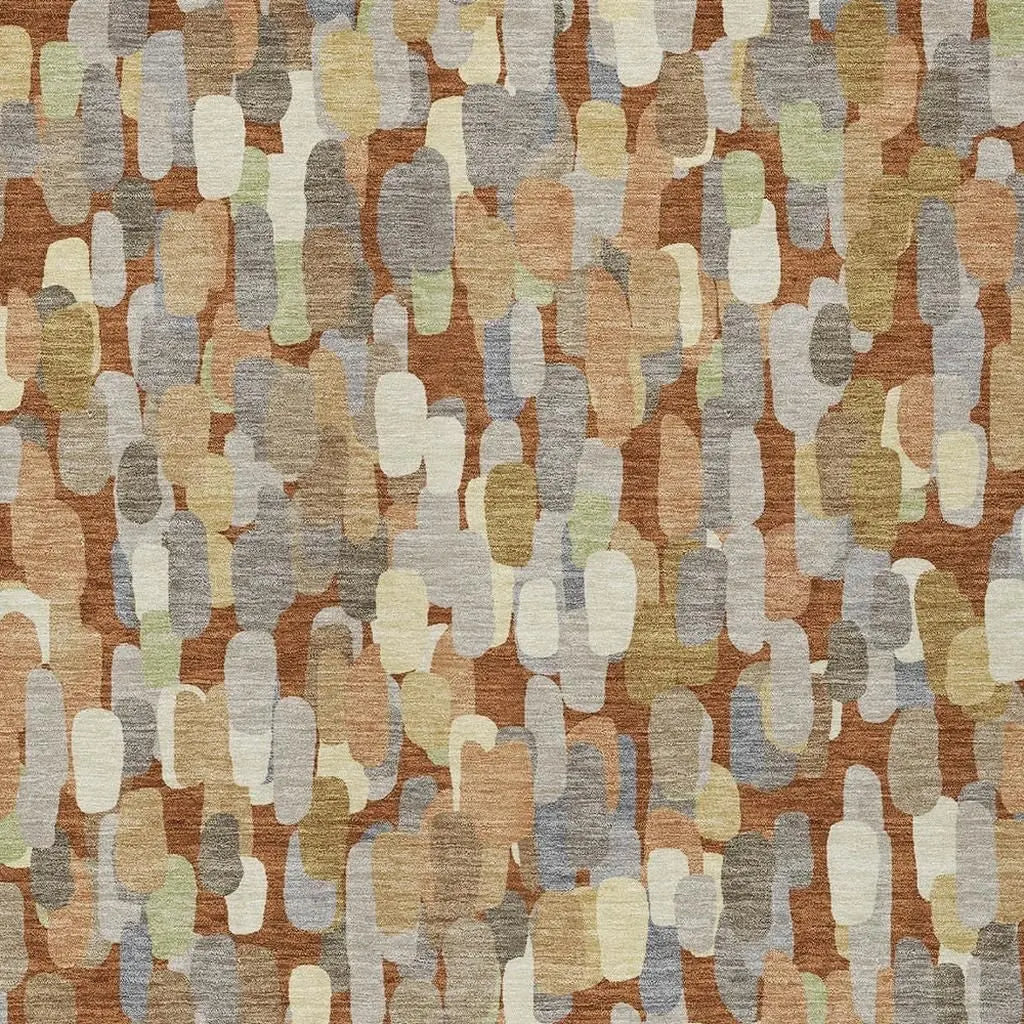 9' X 12' Orange And Beige Abstract Washable Indoor Outdoor Area Rug Homeroots Outdoor