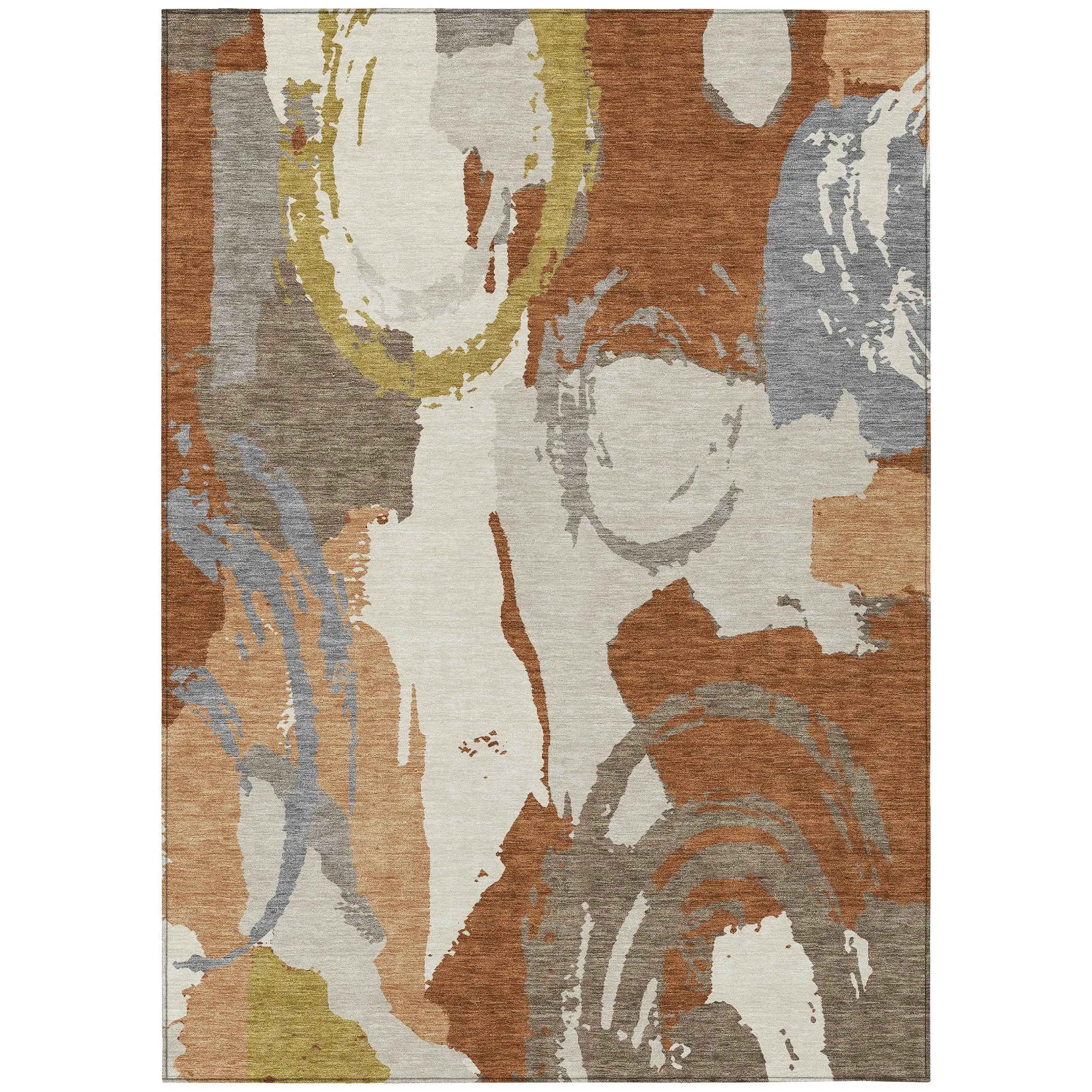 9' X 12' Orange And Beige Abstract Washable Indoor Outdoor Area Rug Homeroots Outdoor