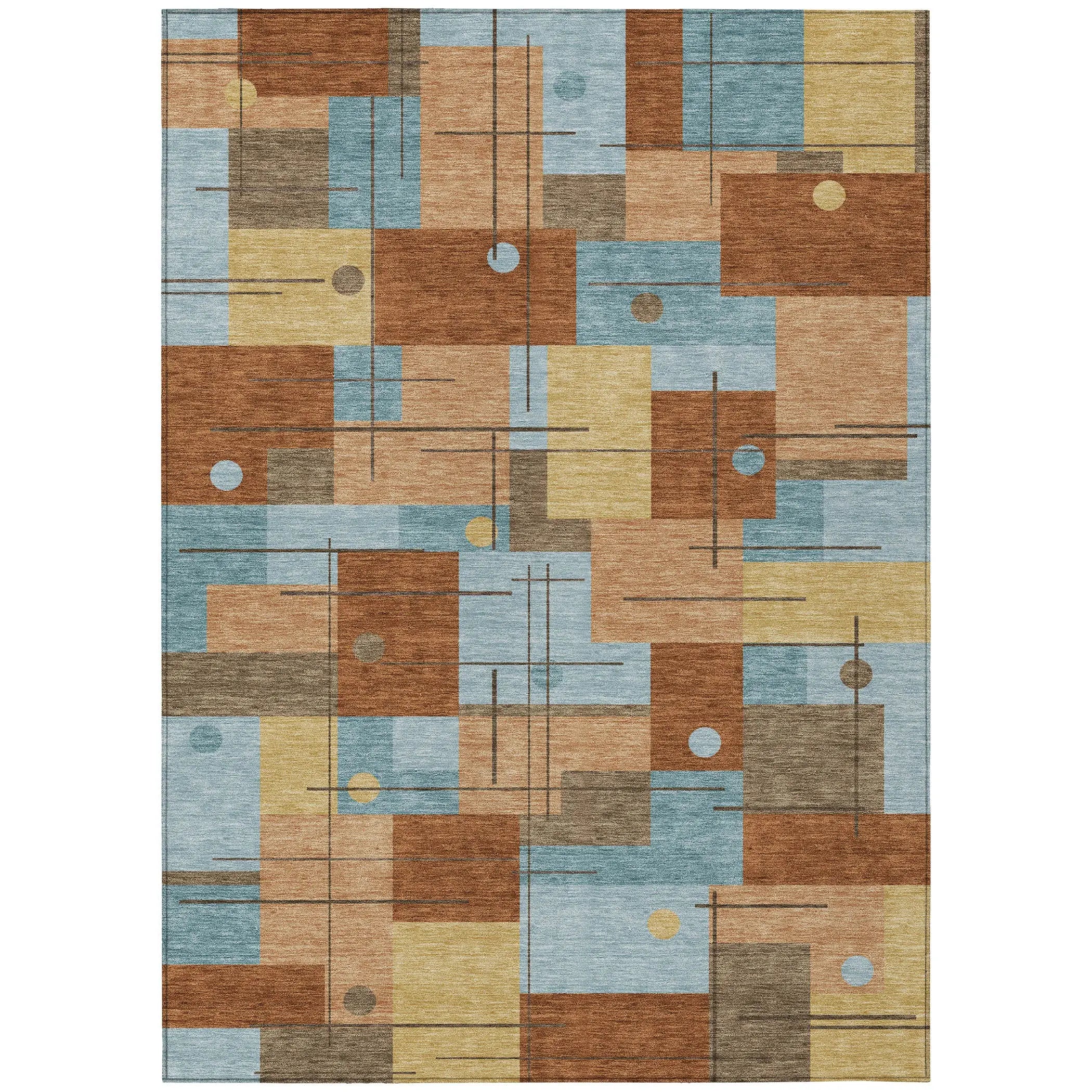 9' X 12' Orange And Beige Geometric Washable Indoor Outdoor Area Rug Homeroots Outdoor