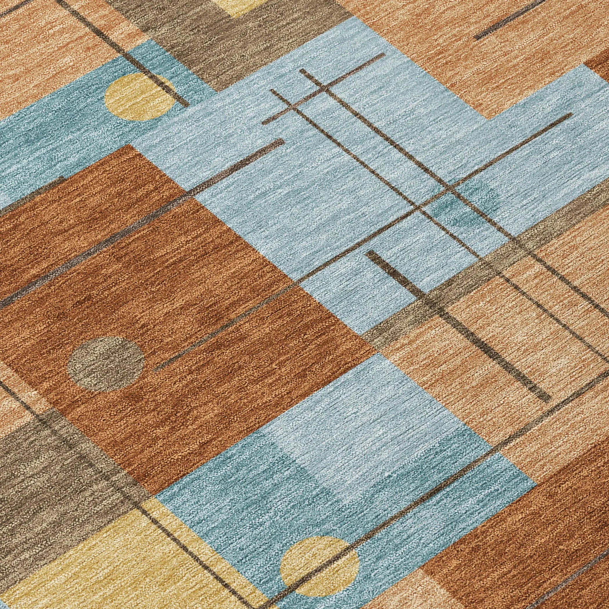 9' X 12' Orange And Beige Geometric Washable Indoor Outdoor Area Rug Homeroots Outdoor