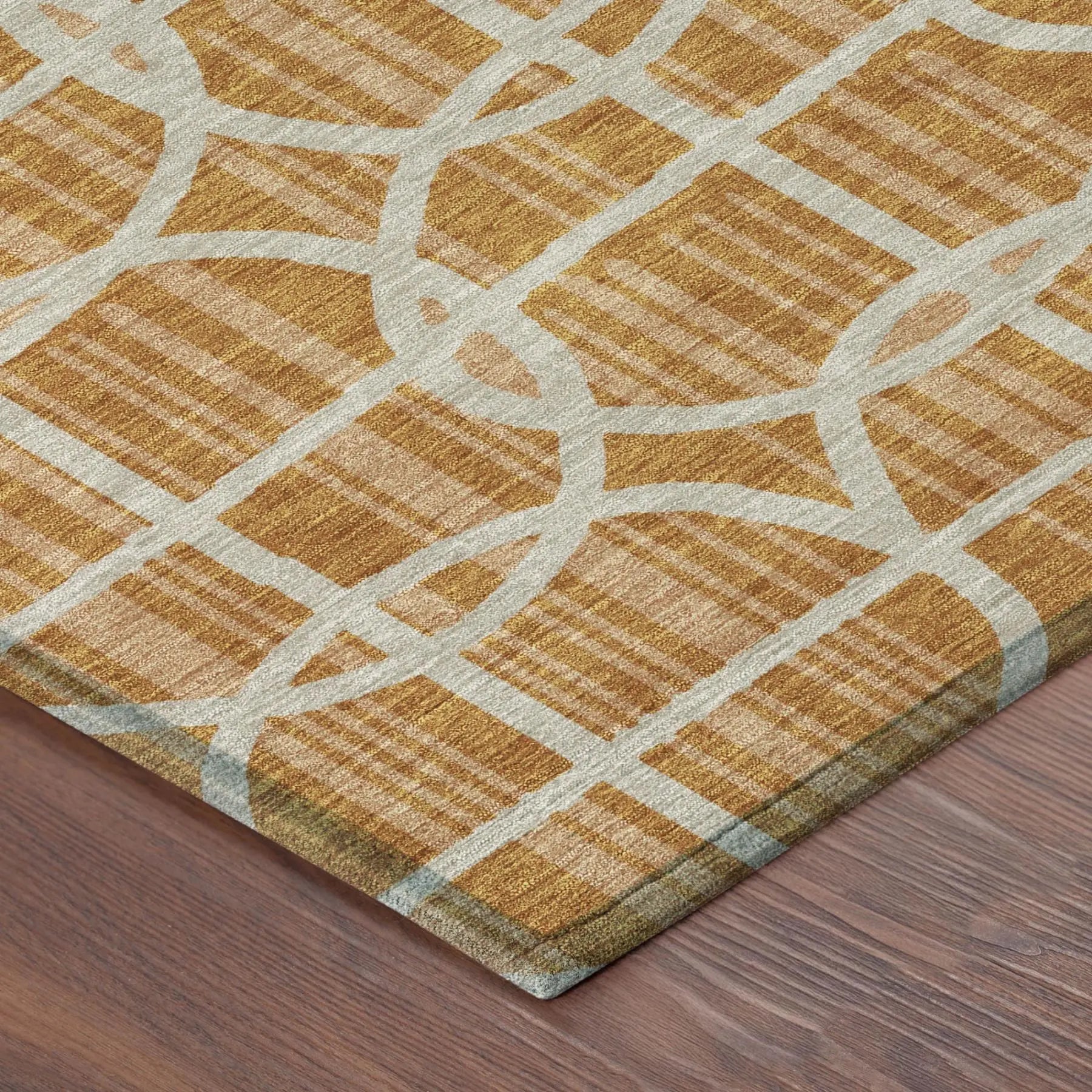 9' X 12' Orange And Beige Geometric Washable Indoor Outdoor Area Rug Homeroots Outdoor