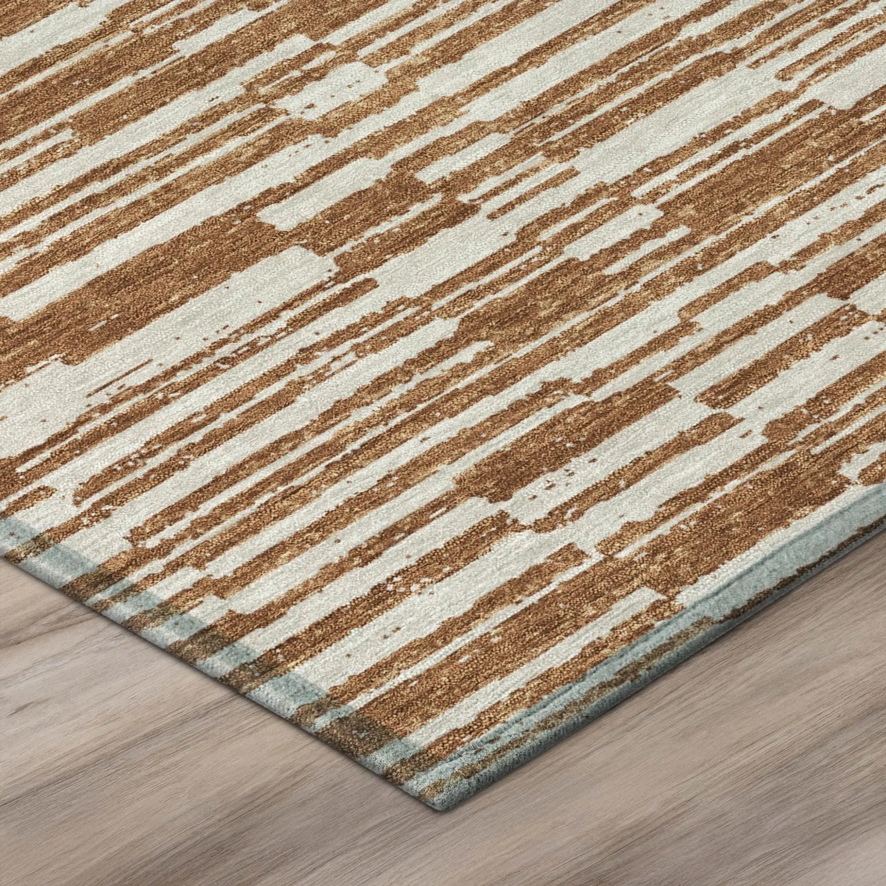 9' X 12' Orange And Beige Striped Washable Indoor Outdoor Area Rug Homeroots Outdoor