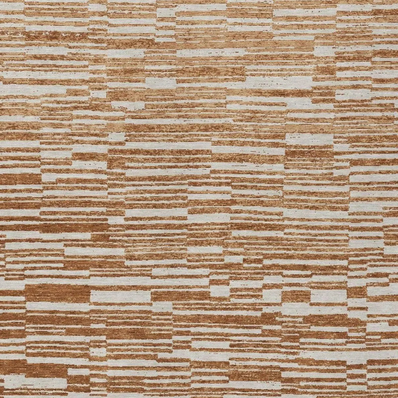 9' X 12' Orange And Beige Striped Washable Indoor Outdoor Area Rug Homeroots Outdoor