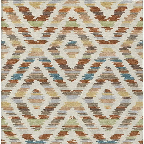 9' X 12' Orange And Beige Tribal Washable Indoor Outdoor Area Rug Homeroots Outdoor