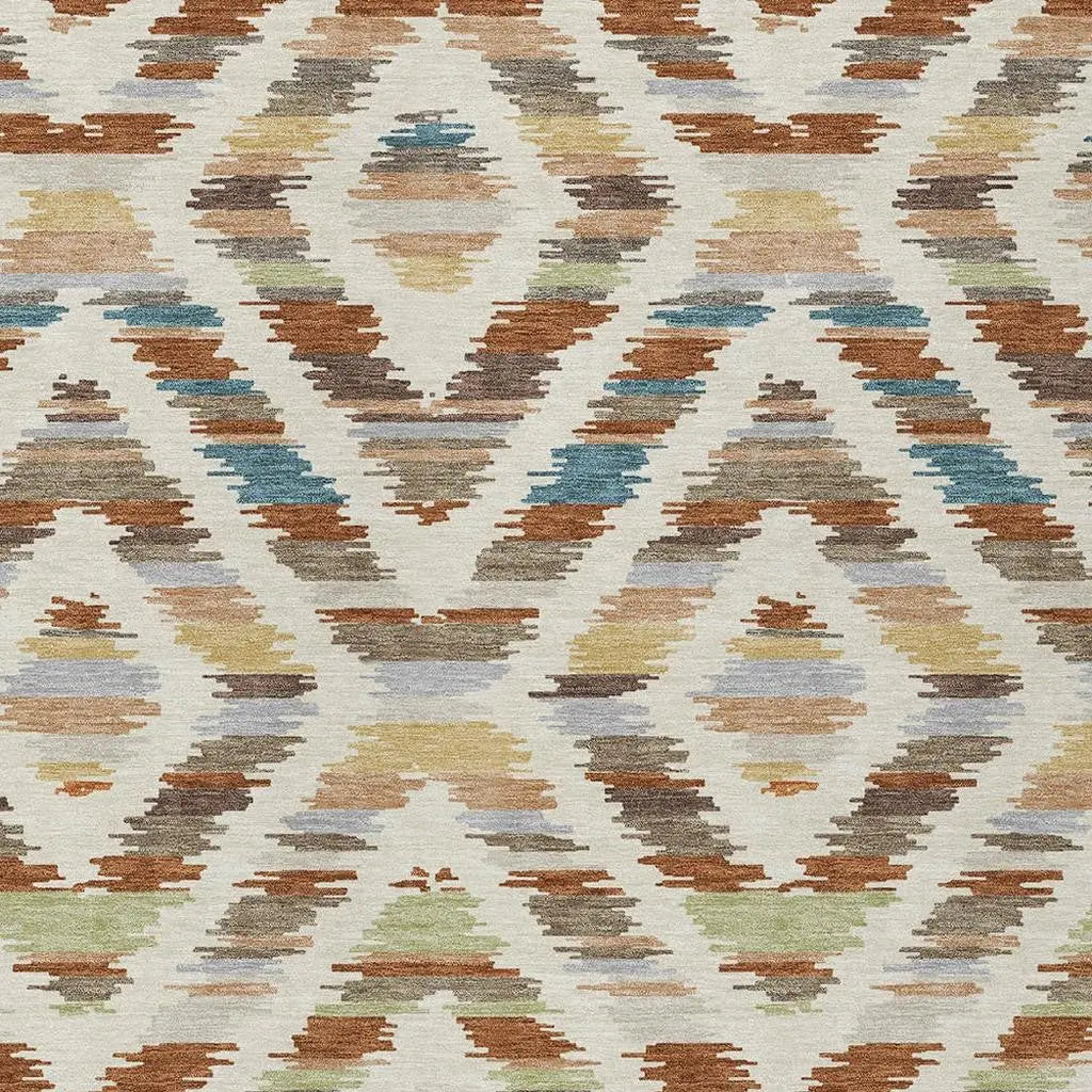 9' X 12' Orange And Beige Tribal Washable Indoor Outdoor Area Rug Homeroots Outdoor