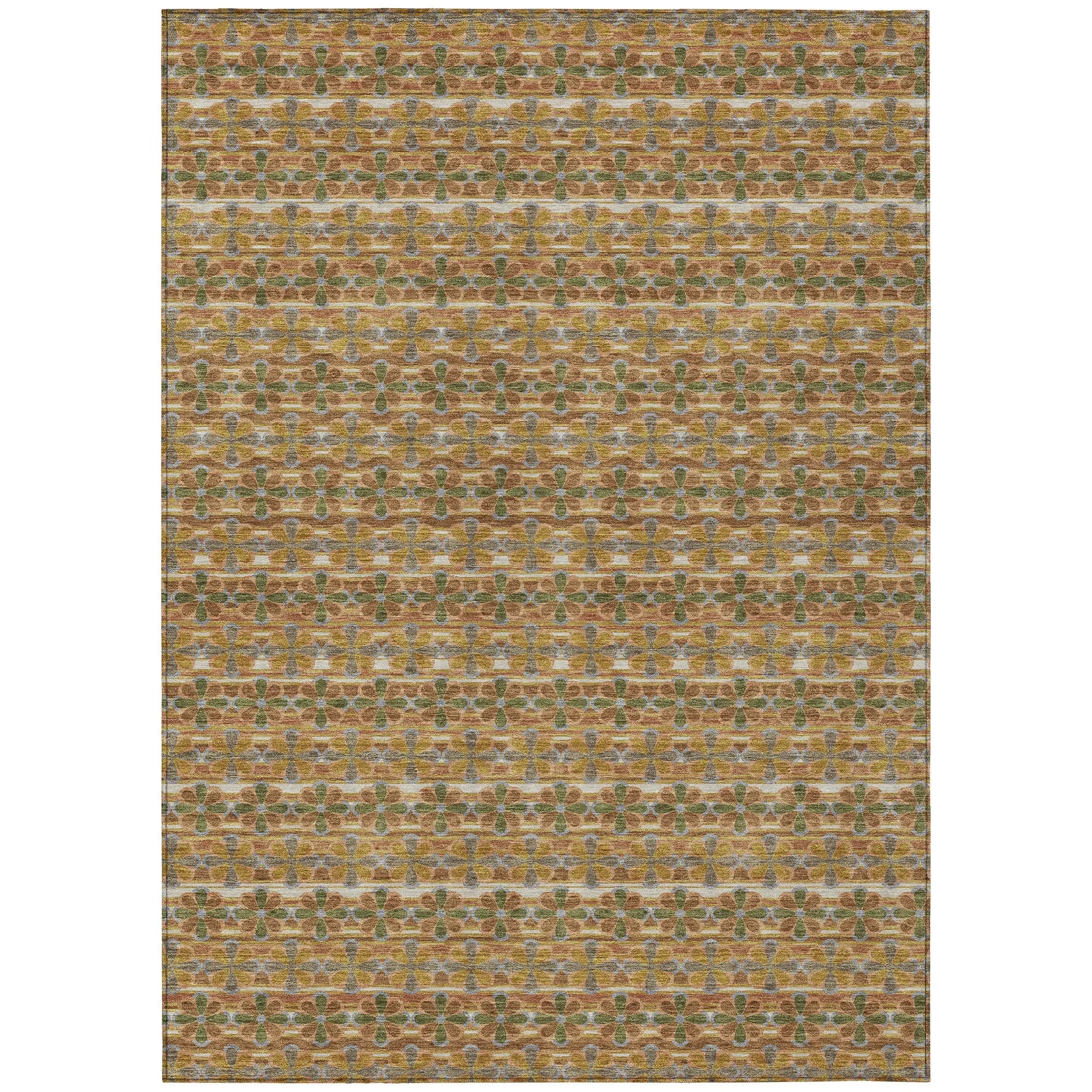 9' X 12' Orange And Blue Striped Washable Indoor Outdoor Area Rug Homeroots Outdoor