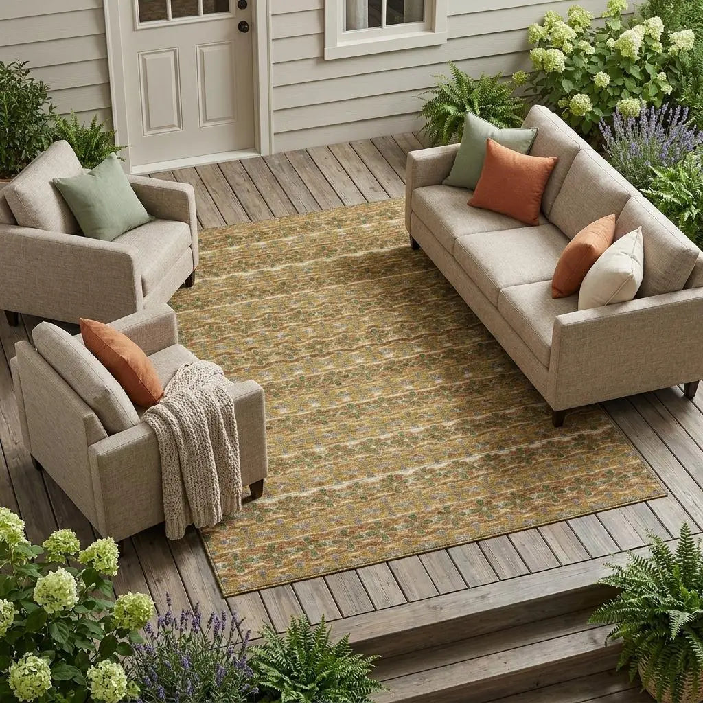 9' X 12' Orange And Blue Striped Washable Indoor Outdoor Area Rug Homeroots Outdoor
