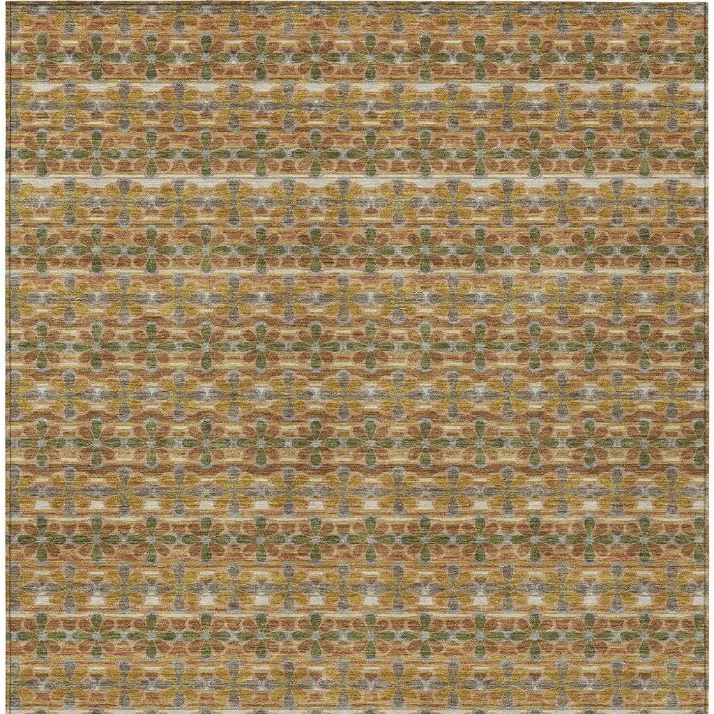 9' X 12' Orange And Blue Striped Washable Indoor Outdoor Area Rug Homeroots Outdoor