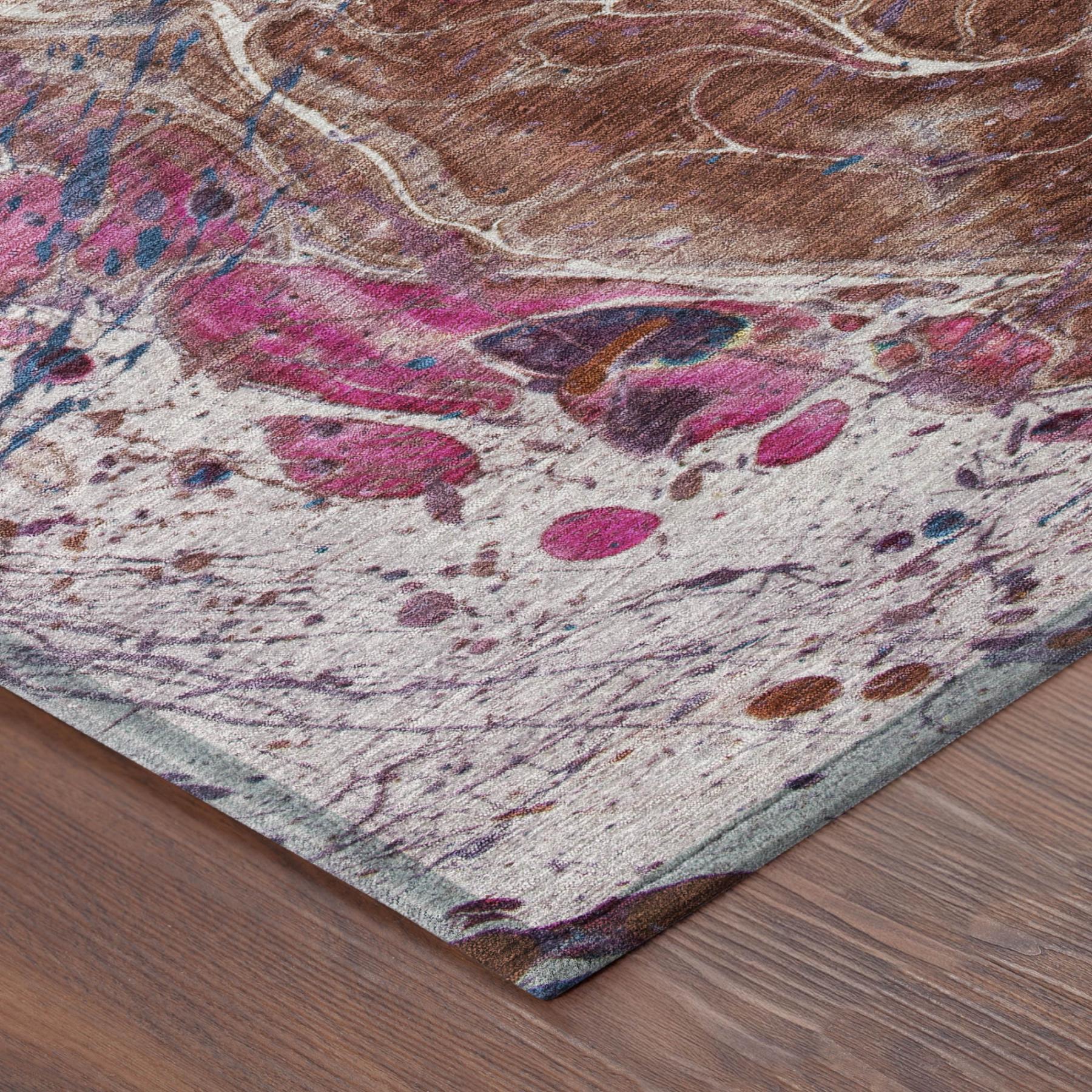 9' X 12' Orange And Blush Abstract Washable Indoor Outdoor Area Rug Homeroots Outdoor