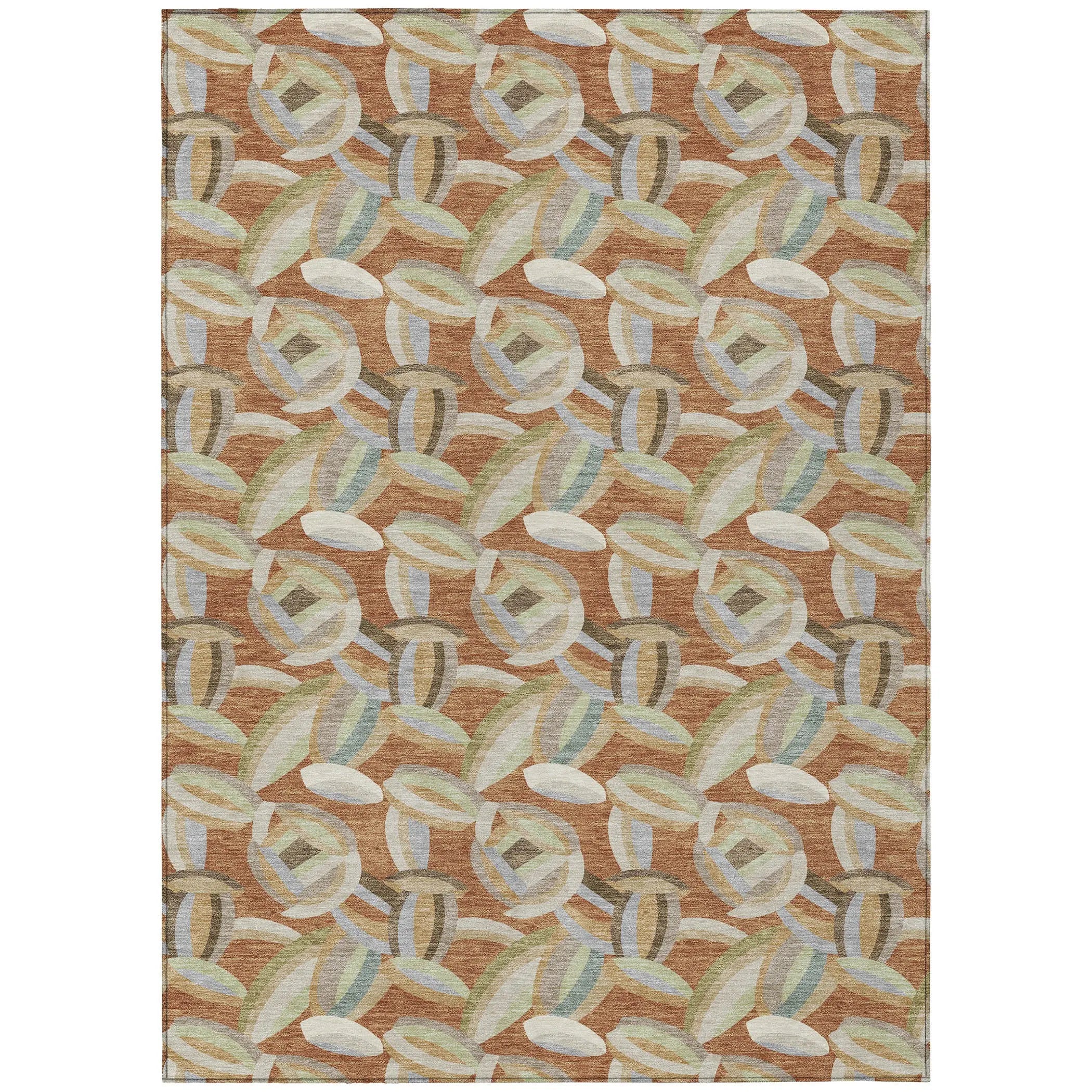 9' X 12' Orange And Brown Abstract Washable Indoor Outdoor Area Rug Homeroots Outdoor