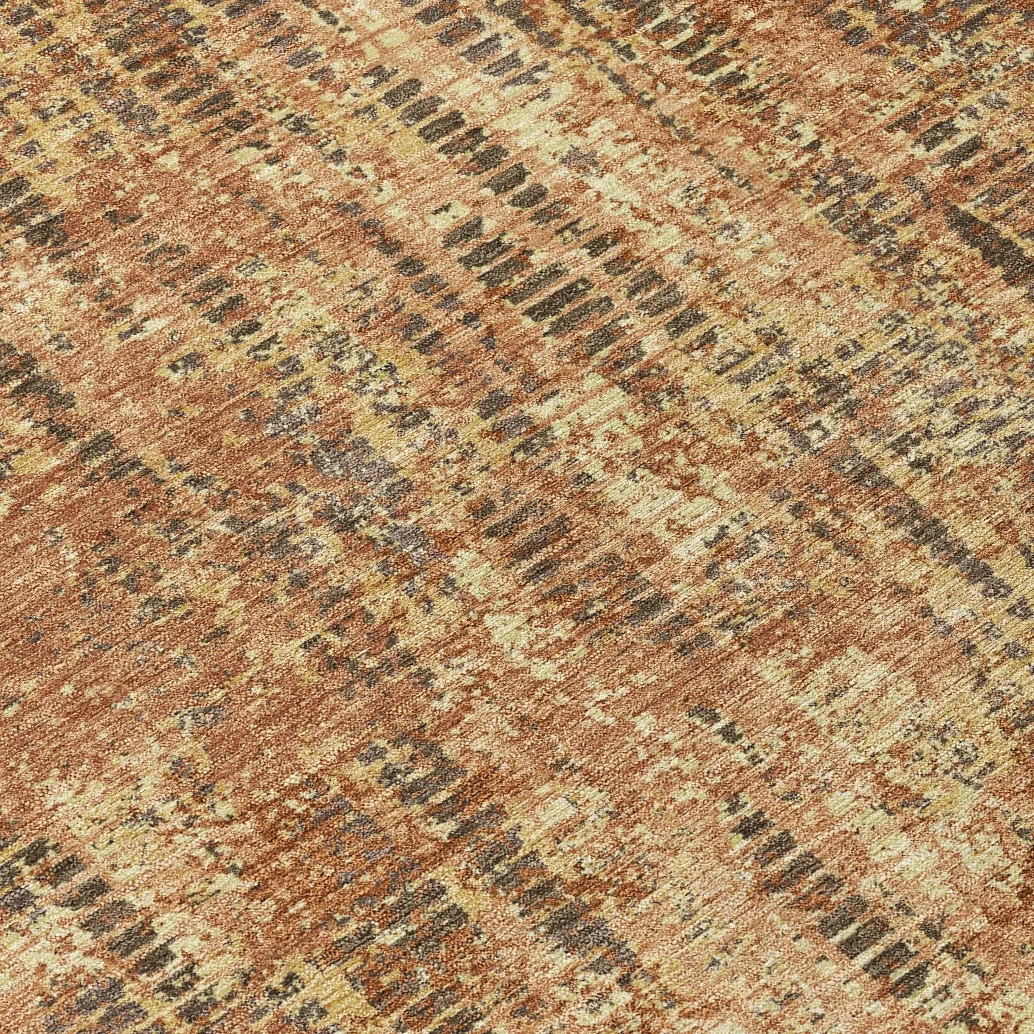 9' X 12' Orange And Brown Abstract Washable Indoor Outdoor Area Rug Homeroots Outdoor