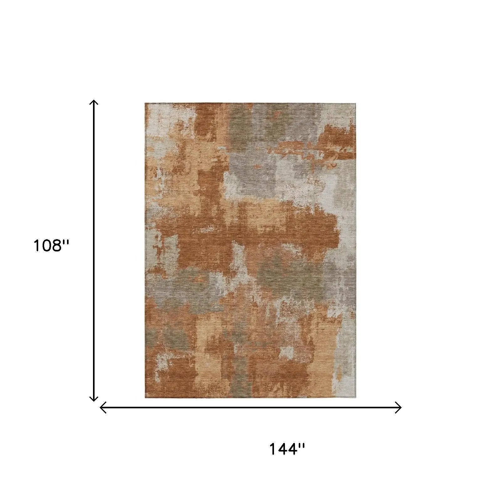 9' X 12' Orange And Brown Abstract Washable Indoor Outdoor Area Rug Homeroots Outdoor