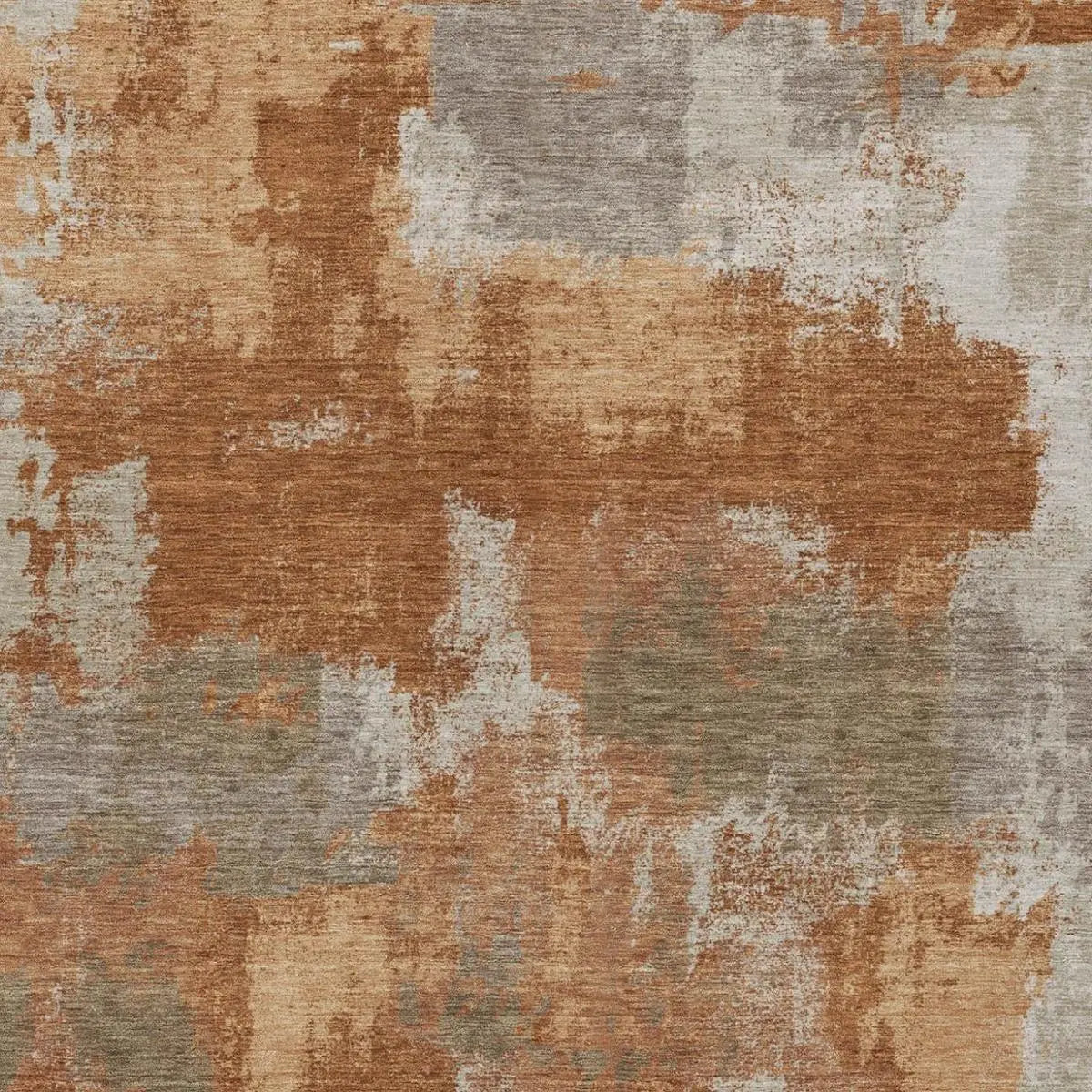 9' X 12' Orange And Brown Abstract Washable Indoor Outdoor Area Rug Homeroots Outdoor