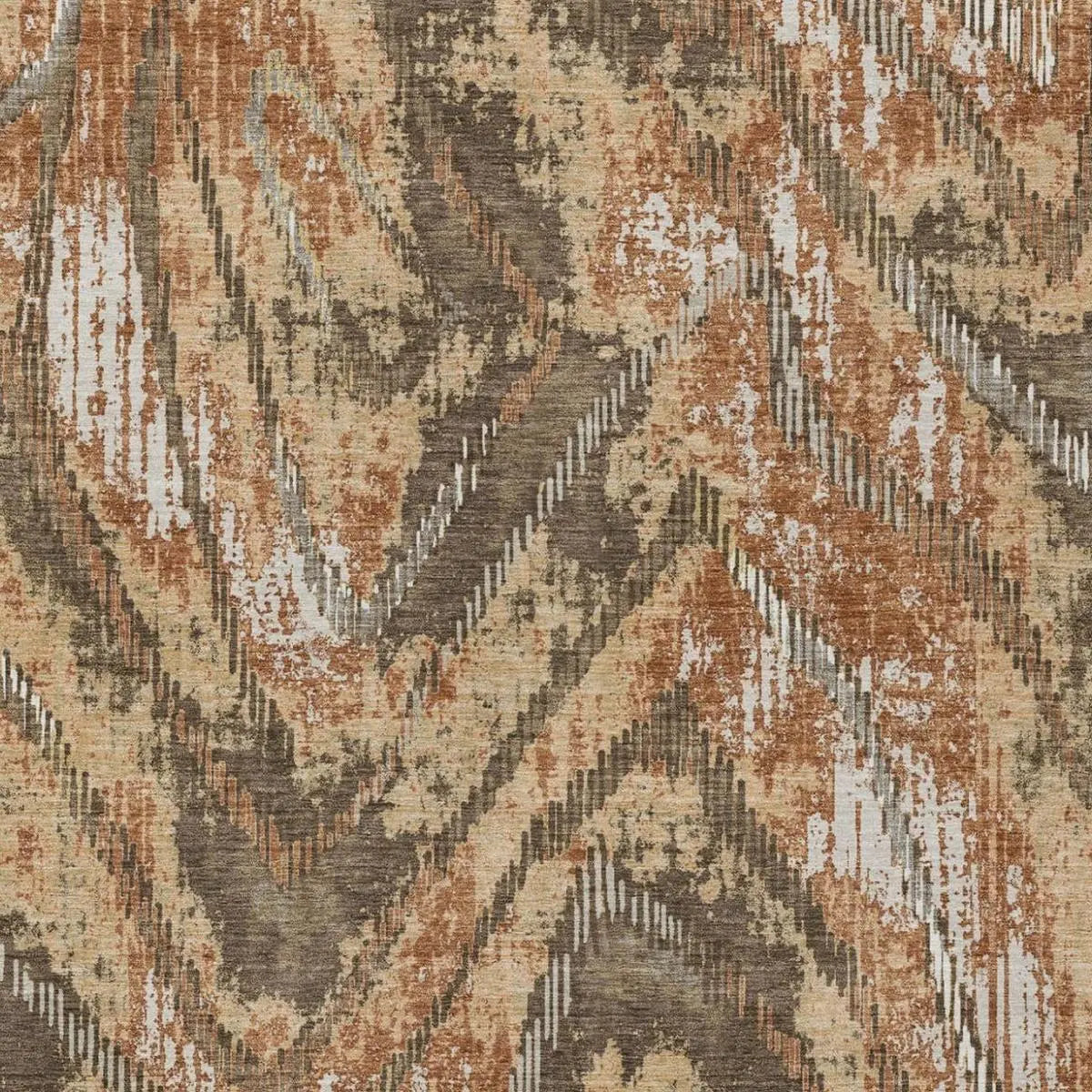 9' X 12' Orange And Brown Abstract Washable Indoor Outdoor Area Rug Homeroots Outdoor