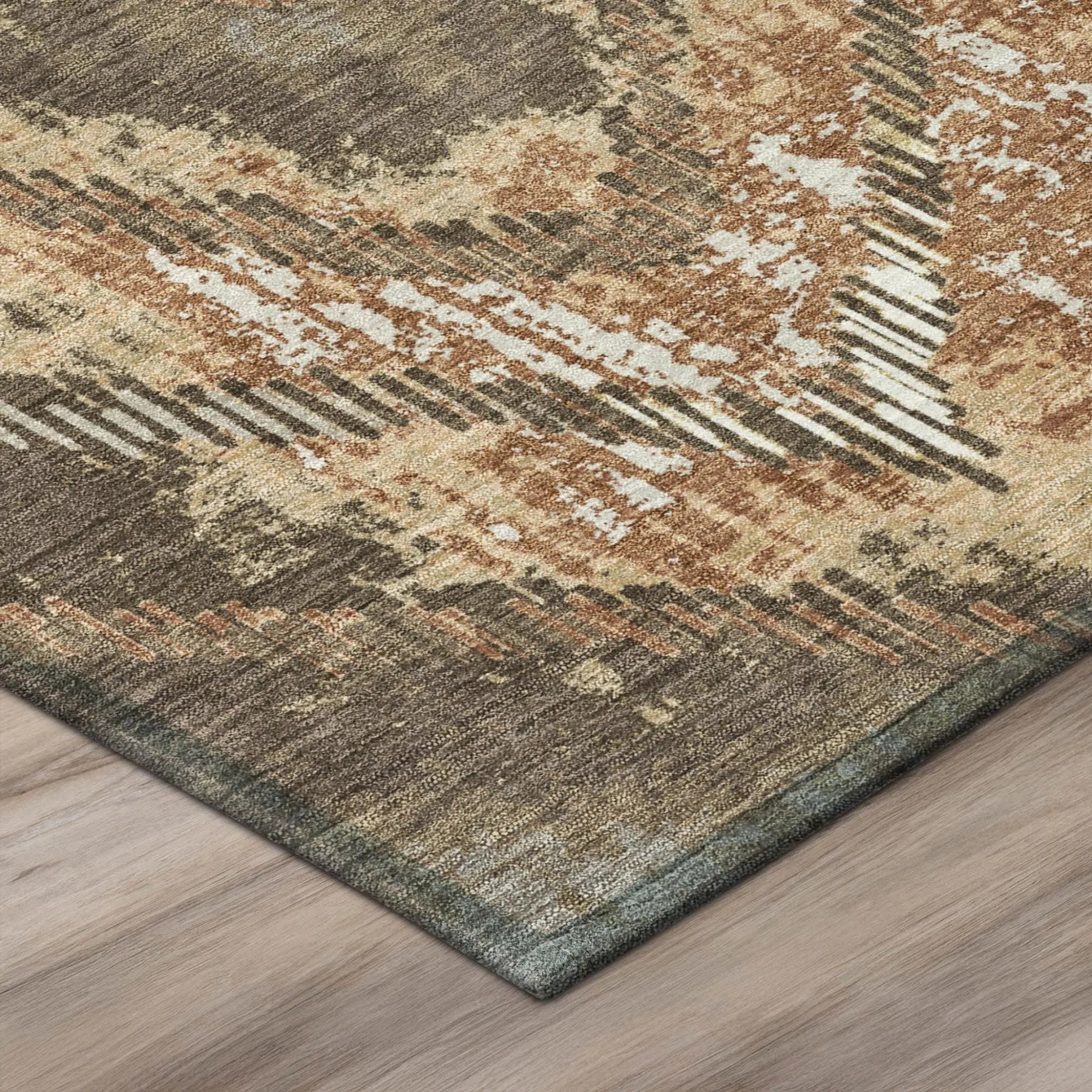 9' X 12' Orange And Brown Abstract Washable Indoor Outdoor Area Rug Homeroots Outdoor