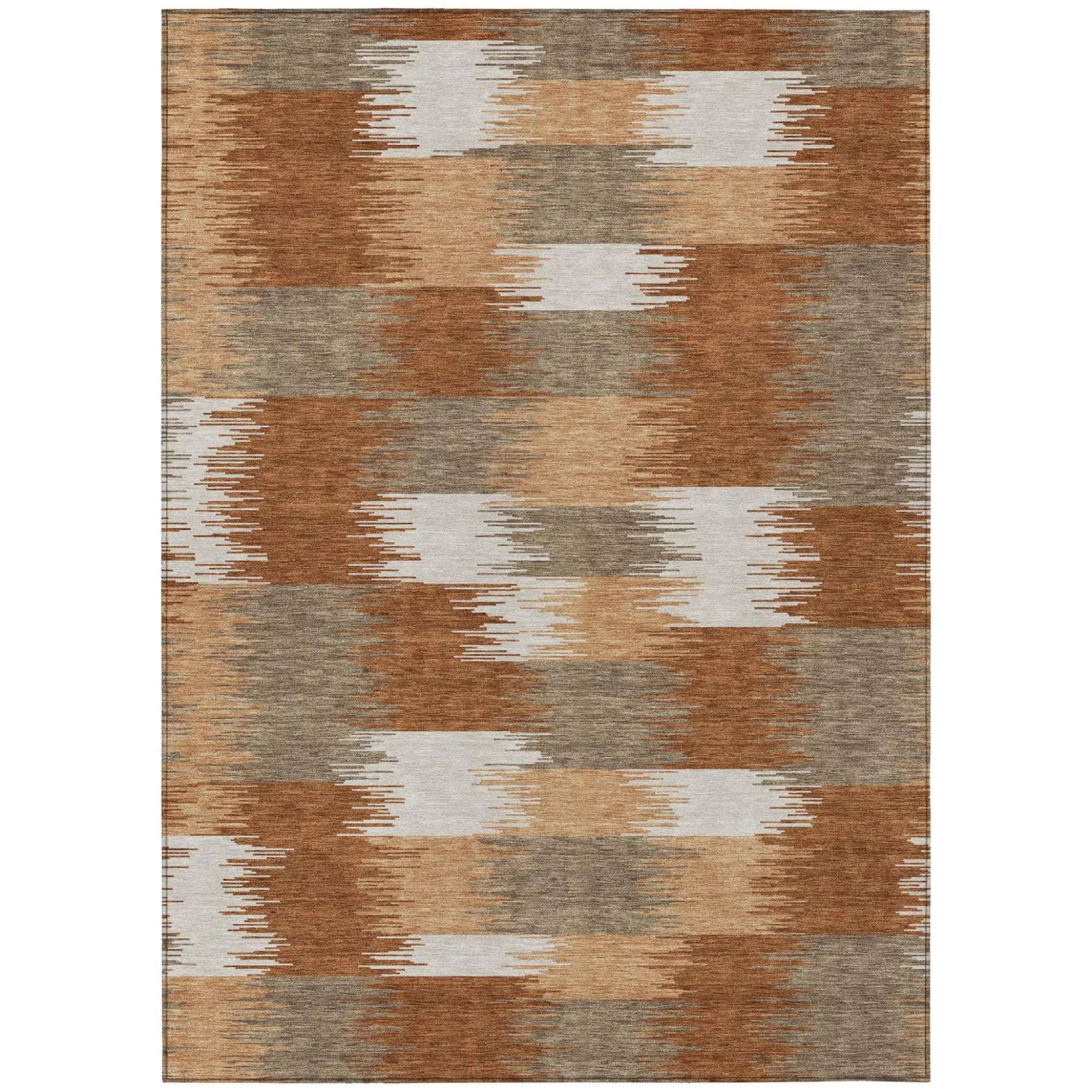 9' X 12' Orange And Brown Geometric Washable Indoor Outdoor Area Rug Homeroots Outdoor