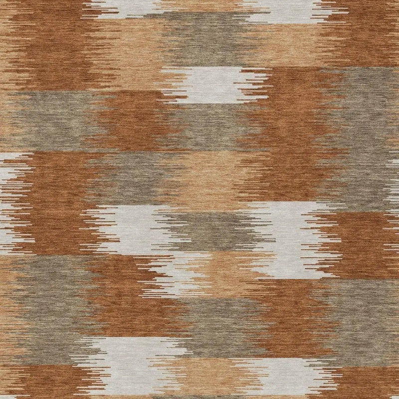 9' X 12' Orange And Brown Geometric Washable Indoor Outdoor Area Rug Homeroots Outdoor
