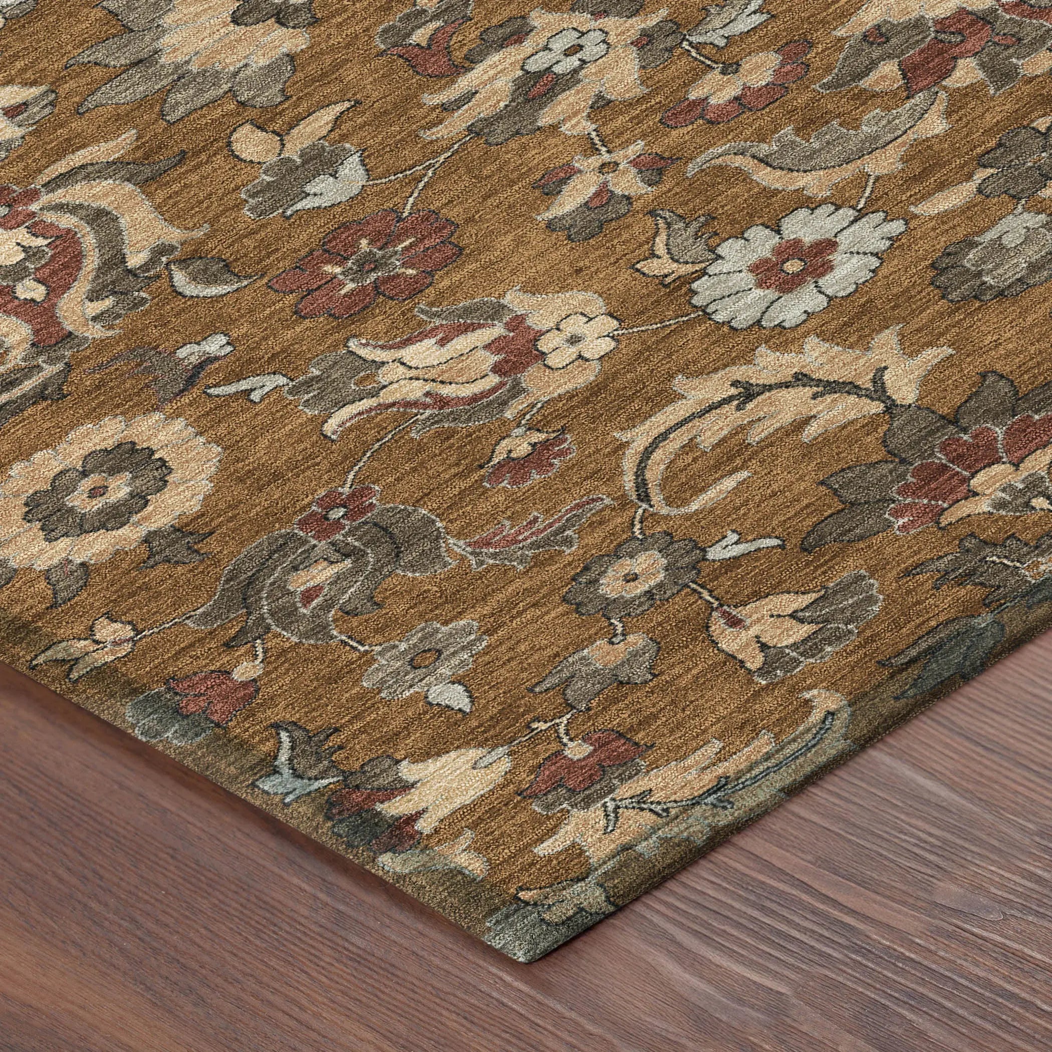 9' X 12' Orange And Burgundy Floral Medallion Washable Indoor Outdoor Area Rug Homeroots Outdoor