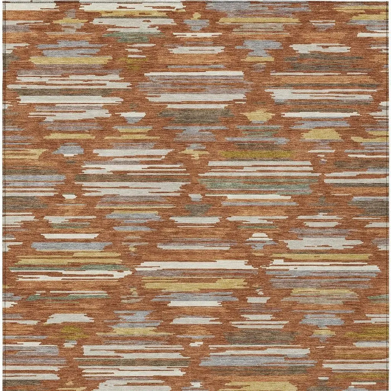 9' X 12' Orange And Charcoal Southwestern Washable Indoor Outdoor Area Rug Homeroots Outdoor
