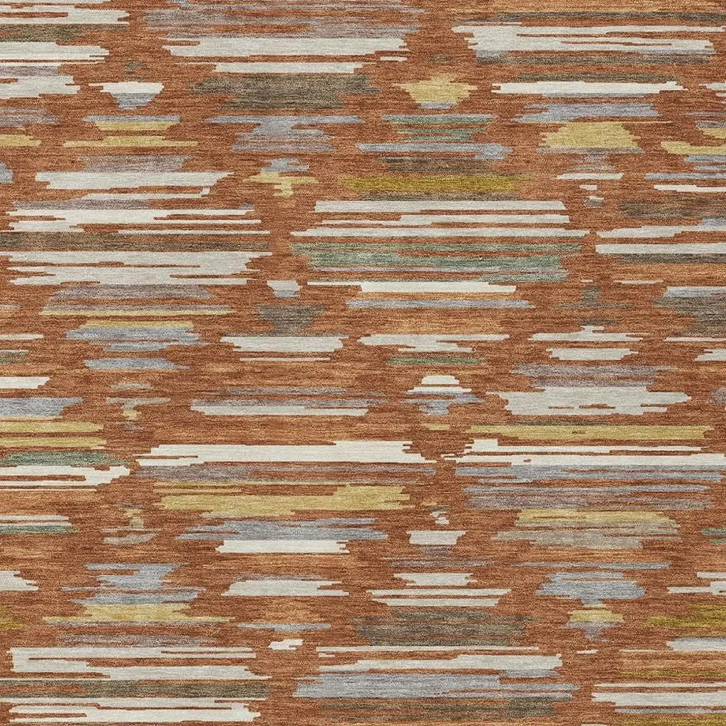 9' X 12' Orange And Charcoal Southwestern Washable Indoor Outdoor Area Rug Homeroots Outdoor