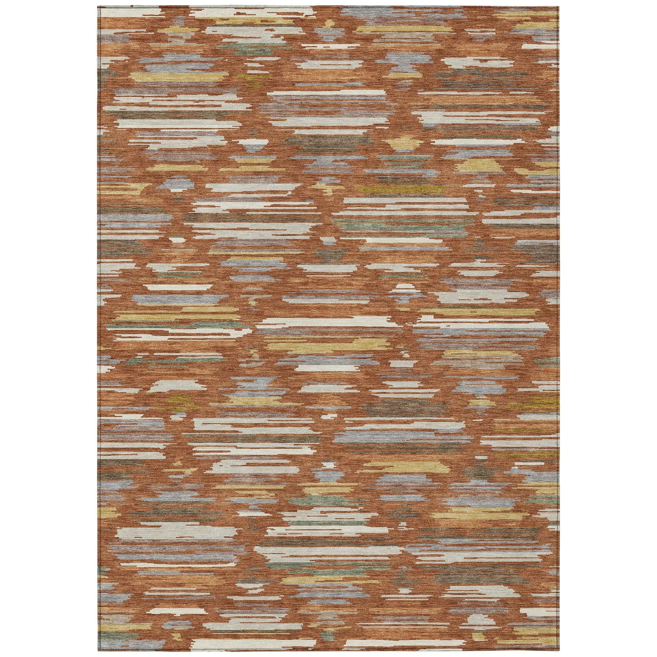 9' X 12' Orange And Charcoal Southwestern Washable Indoor Outdoor Area Rug Homeroots Outdoor
